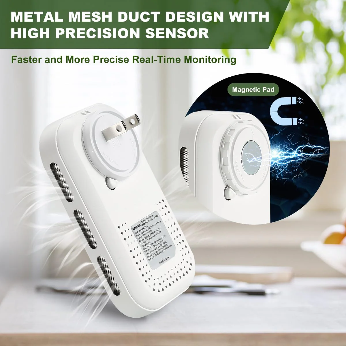 Smoke and Carbon Monoxide Detectors Plug in Wall, 4-in-1 CO Detector Smoke Alarm Humidity & Temp Meter, Portable Carbon Monoxide Alarm HD Screen, CO Monitor for Home Travel Hotel Camping RV (White) - Image 4