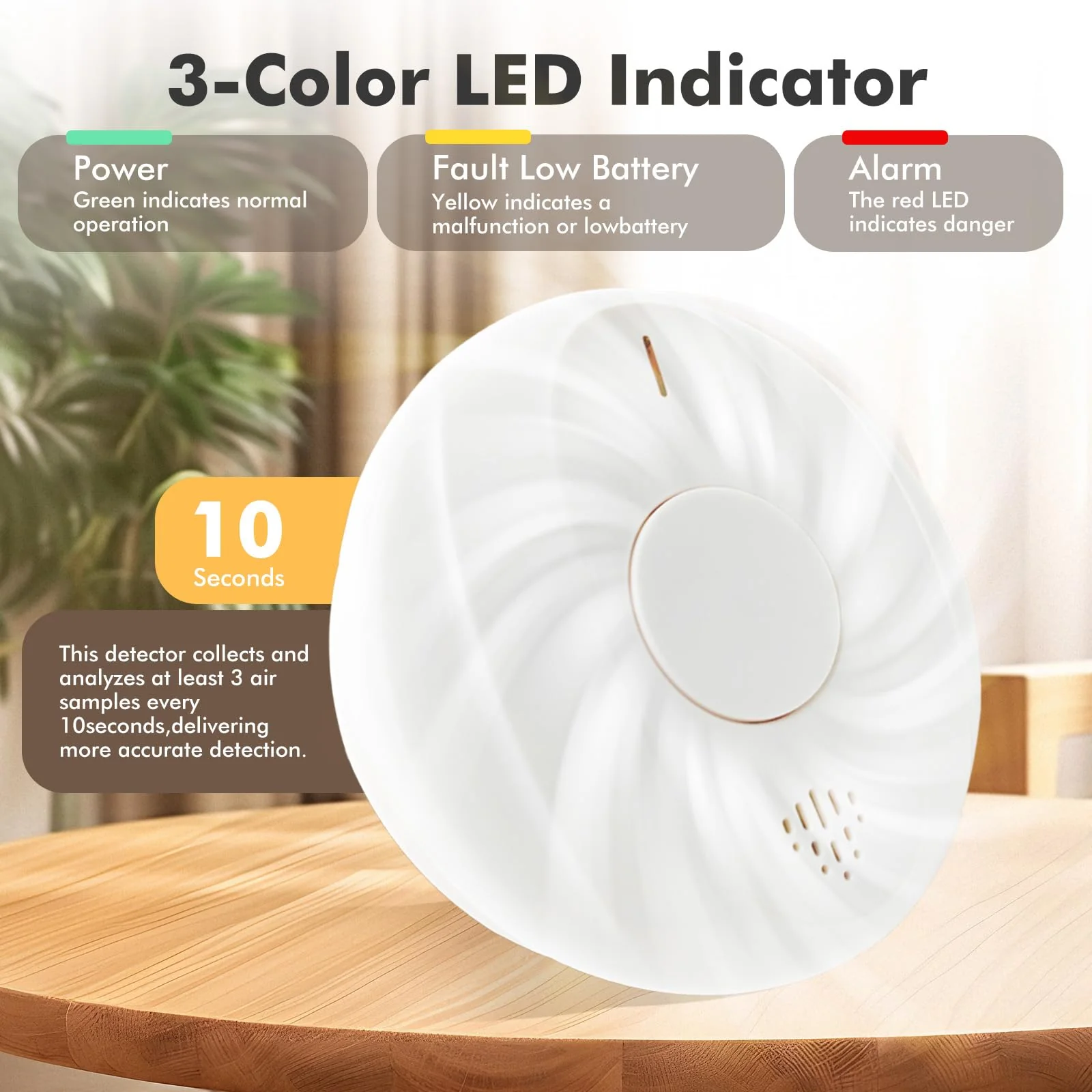 Smoke Detector Smoke and Carbon Monoxide Detector Smoke Detector Carbon Monoxide detectors 10-Year Battery Life, Battery-Powered Smoke and Carbon Monoxide Alarm Combination 3 Pack - Image 7
