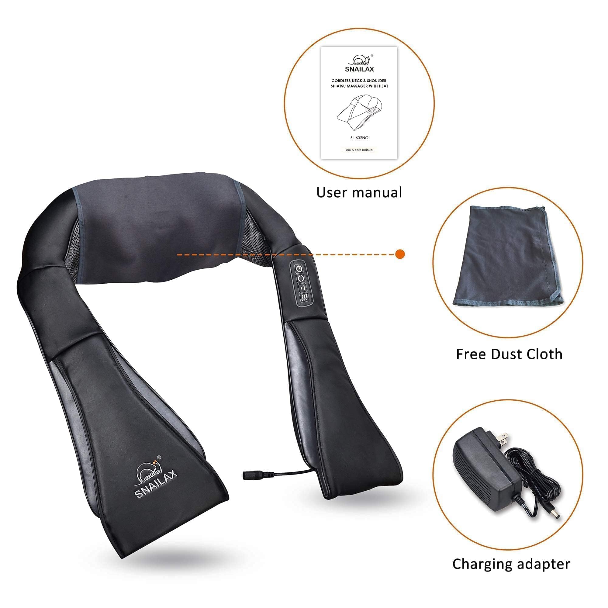 Snailax Cordless Massager - Shiatsu Neck and Shoulder Massager with Heat, Portable, Lumbar, Back Electric Massage Pillow, Christmas Gift - Image 5