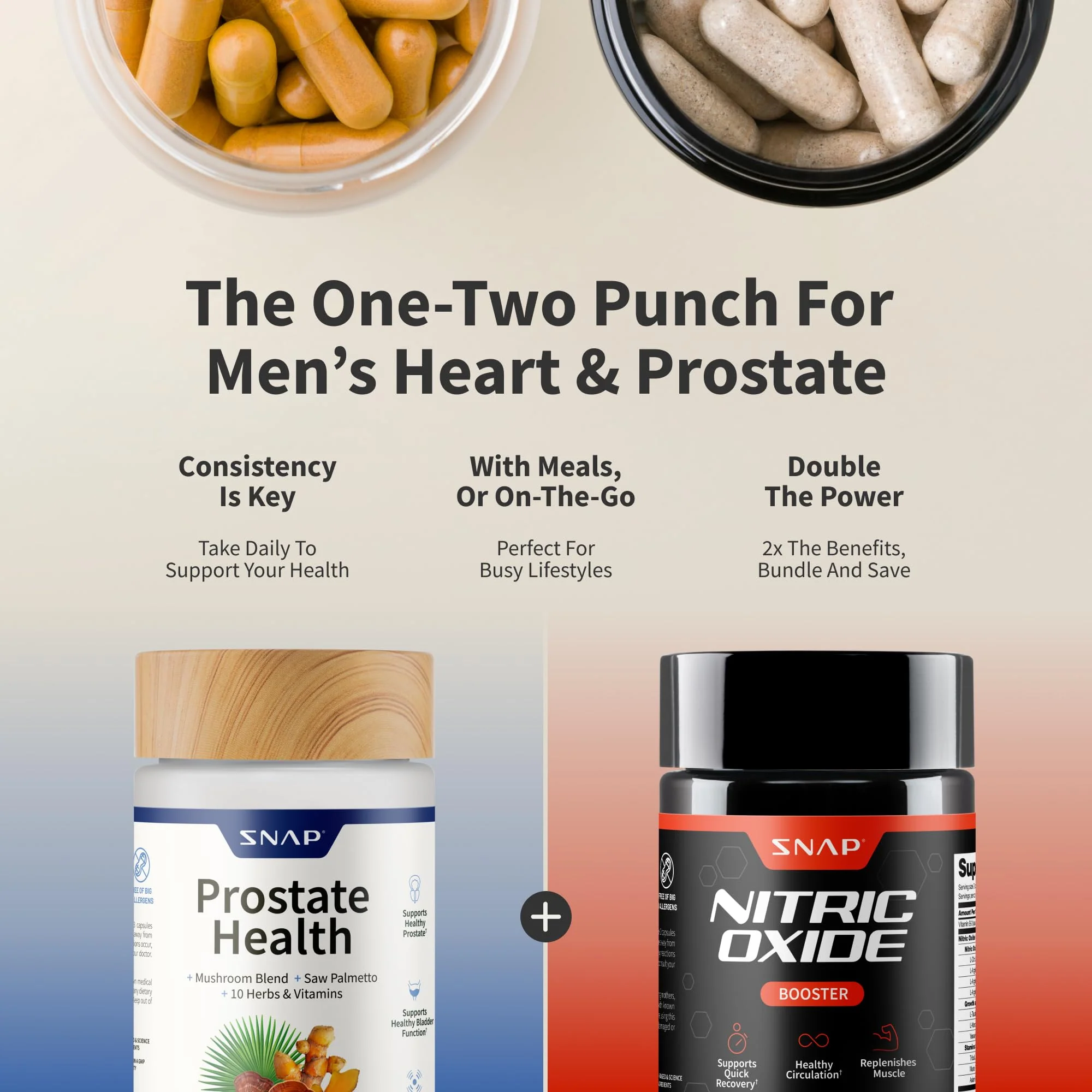 Snap Supplements Prostate Health Support Supplement Bundle with Nitric Oxide Booster – 90 Capsules & 60 Capsules - Image 3
