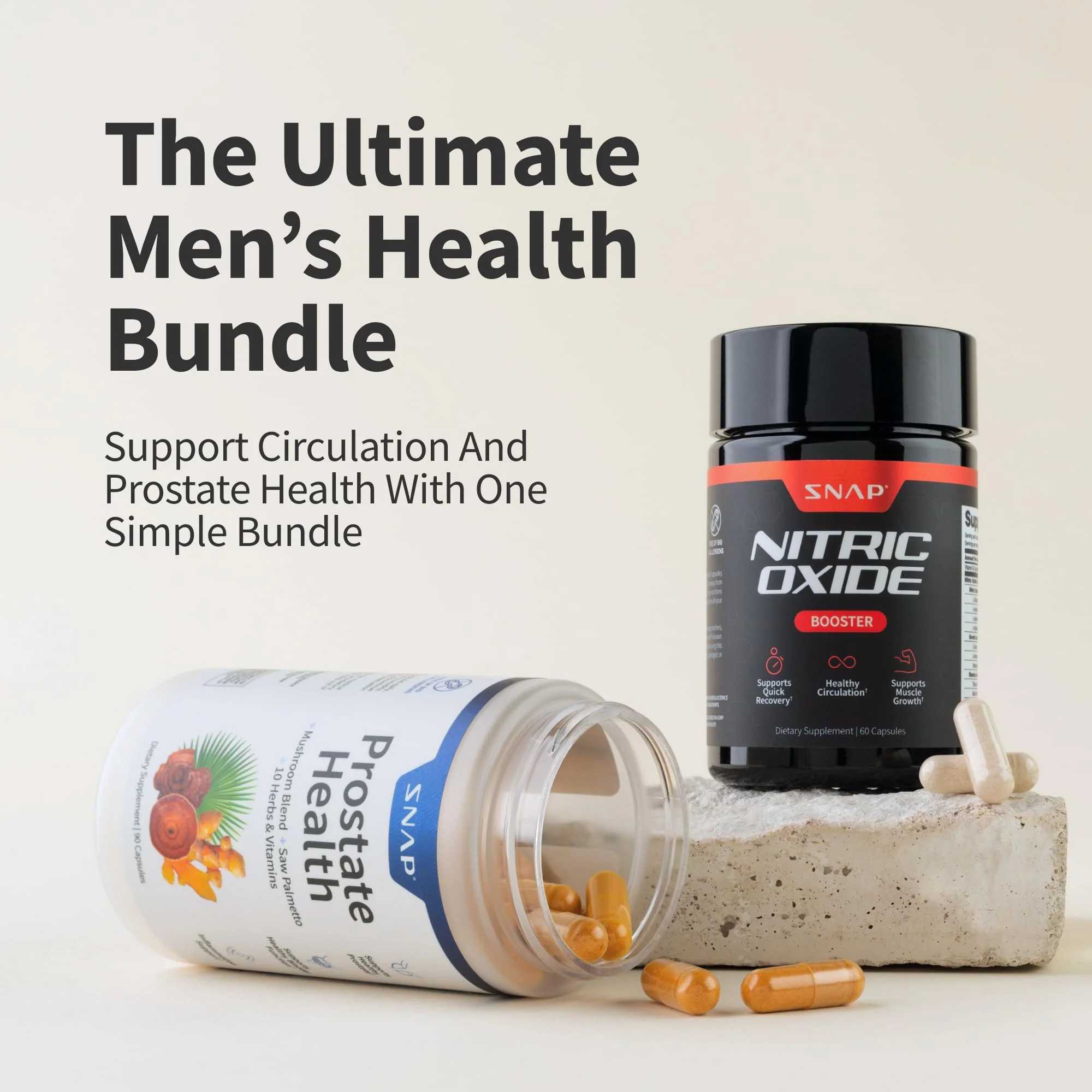 Snap Supplements Prostate Health Support Supplement Bundle with Nitric Oxide Booster – 90 Capsules & 60 Capsules - Image 6