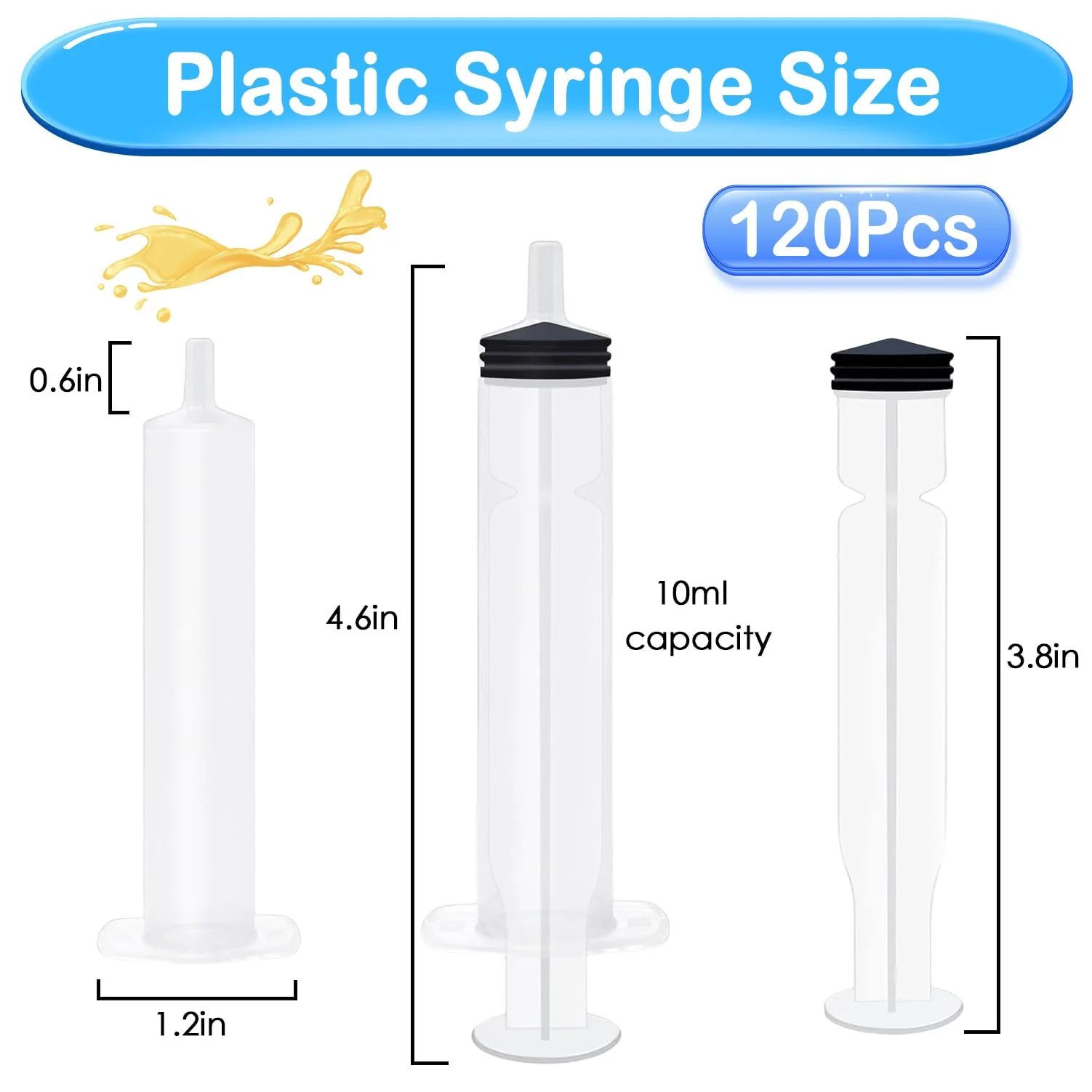 SNMEIKUN 120 Pack Plastic Syringes with Tip Cap 10ml Capacity Resuable Syringe for Halloween, Thanksgiving Day, Christmas, Graduation - Image 8