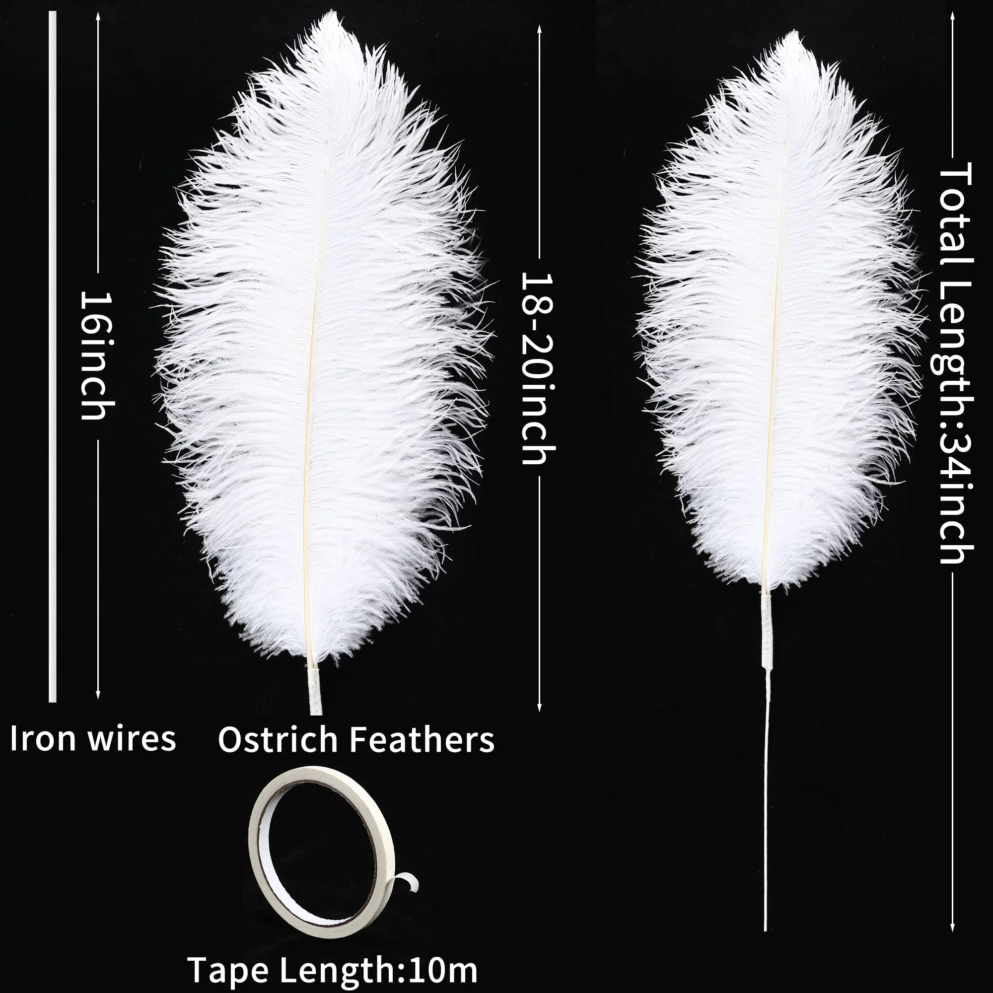 Soarer White Large Ostrich Feathers - 10Pcs Making Kit 34inch Extra Large Ostrich Feathers Long for Tall Vase,Floral Arrangement,Christmas Party Centerpieces and Wedding Home Decoration(White) - Image 5