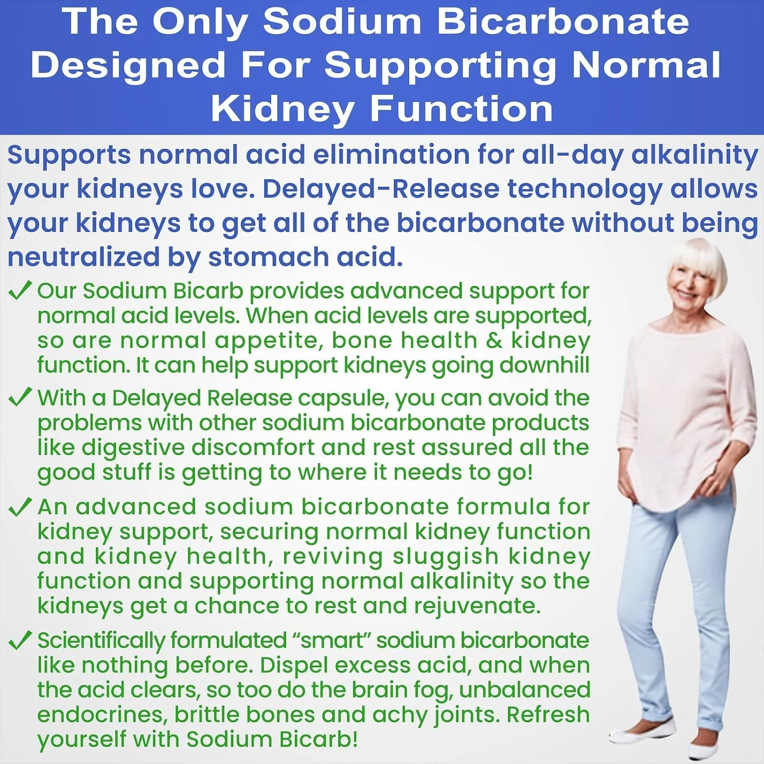 Sodium Bicarbonate 650 Mg Tablets - Delayed Release for Normal Kidney Function - Baking Soda Tablets, Sodium Pills, Bicarbonato De Sodio para Tomar, Bicarbonate of Soda - 30 Capsules - Image 3