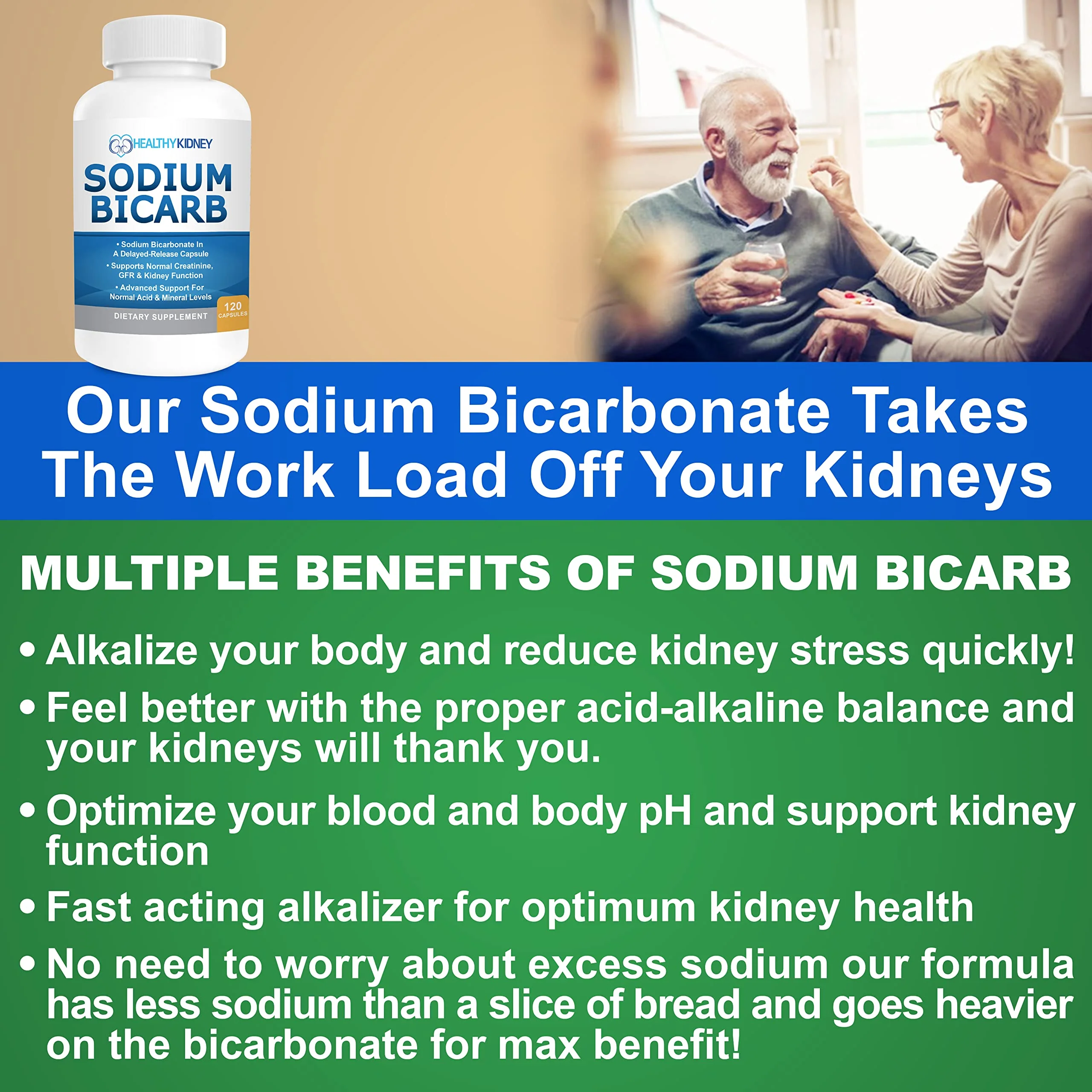 Sodium Bicarbonate 650 Mg Tablets - Delayed Release for Normal Kidney Function - Baking Soda Tablets, Sodium Pills, Bicarbonato De Sodio para Tomar, Bicarbonate of Soda - 30 Capsules - Image 4