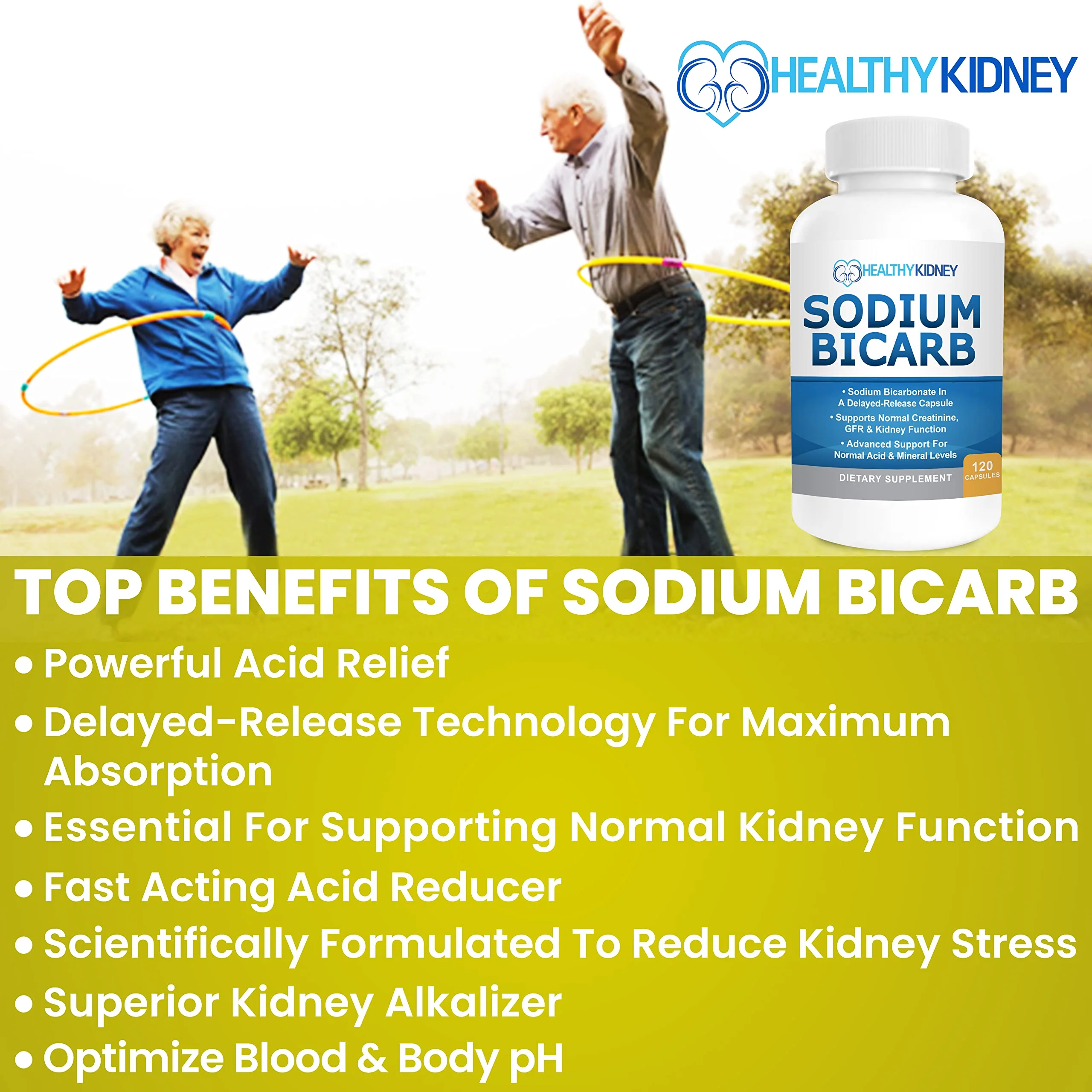 Sodium Bicarbonate 650 Mg Tablets - Delayed Release for Normal Kidney Function - Baking Soda Tablets, Sodium Pills, Bicarbonato De Sodio para Tomar, Bicarbonate of Soda - 30 Capsules - Image 7