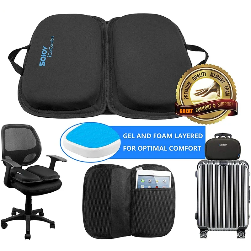 Sojoy iGelComfort 3 in 1 Foldable Gel Seat Cushion Featured with Memory Foam (A Must-Have Travel Cushion! Smart, Easy Travel Cushion) (Size: 18.5“ x 15" x 2") - Image 8