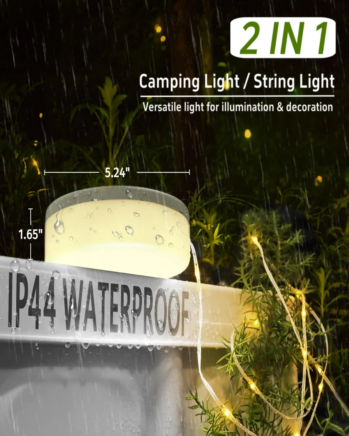 Solar Camping String Lights, 39.4FT Fairy String Lights 150LEDs, Portable Waterproof Camp Lamp with 8 Lighting Modes, Hanging Rechargeable Tent Lantern for Garden Party Christmas Decor-Remote Control - Image 7