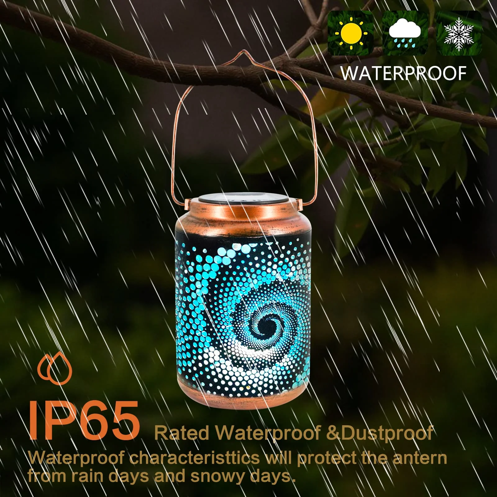 Solar Lanterns Outdoor Hanging Lantern Metal Waterproof LED Lantern with Solar Powered Garden Patio Decorations Decor with Handle Christmas Gift Idea - Image 5