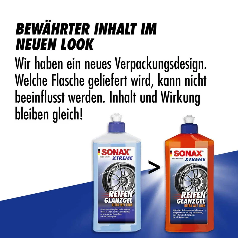 SONAX Xtreme Tyre Gloss Gel (500 ml) Nourishes and Protects Rubber and Tyres From Cracking and Colour Fading, Long-Lasting Tyre Gloss, Item No. 02352410 - Image 4