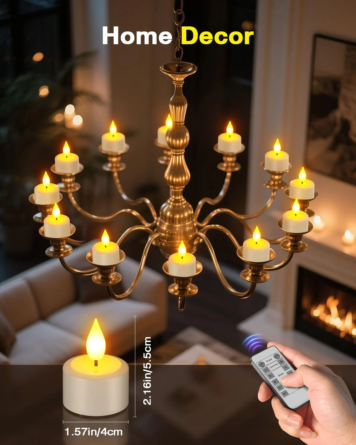 SoulBay Flameless Candles with Remote Control Timer & Charging Base, 12pcs USB Rechargeable Battery LED Tea Lights Candles Small Votive for Lantern Pool Mantle Weddings Emergency Christmas Decorative - Image 9