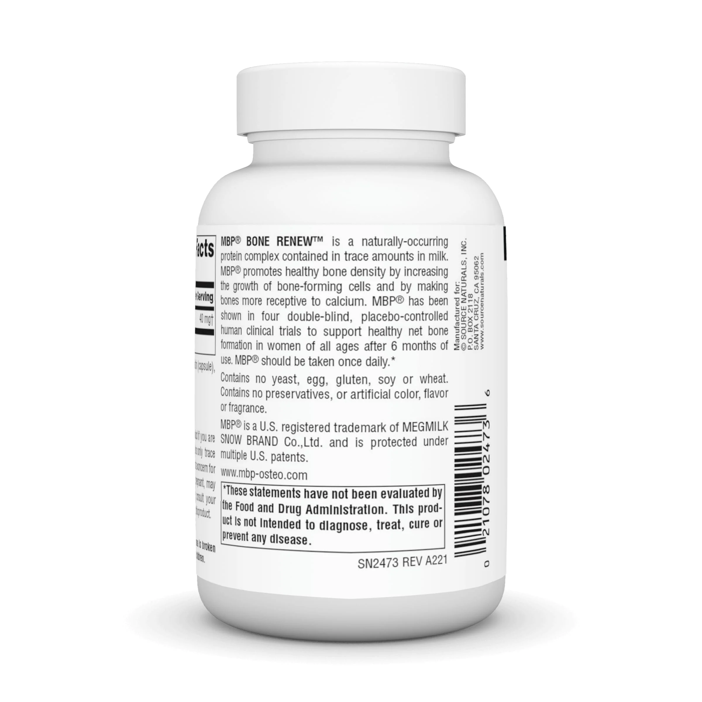 Source Naturals MBP Bone Renew - Milk Protein for Advanced Bone Density Support* - 120 Capsules - Image 6