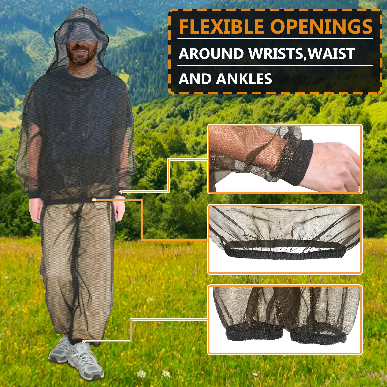 South to East Mosquito Suit - Net Bug Mesh Pants & Jacket with Hood for Outdoor Protection from Bugs, Flies, Gnats, No-See-Ums & Midges - Mosquito Clothing for Men & Women with Carrybag, M Size - Image 5