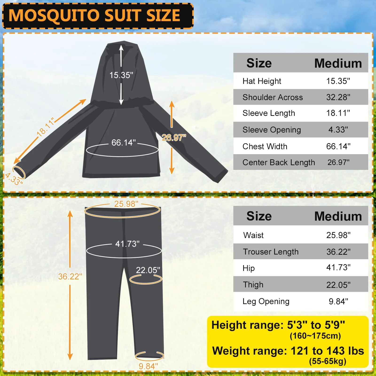 South to East Mosquito Suit - Net Bug Mesh Pants & Jacket with Hood for Outdoor Protection from Bugs, Flies, Gnats, No-See-Ums & Midges - Mosquito Clothing for Men & Women with Carrybag, M Size - Image 7
