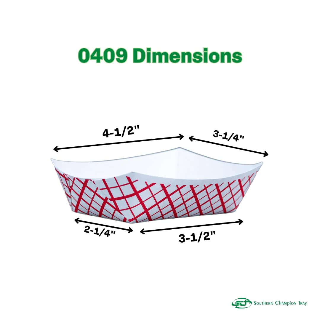 Southern Champion Tray 0409 #50 Southland Paperboard Food Tray, 1/2 lb Capacity, Red Check (Case of 1000) - Image 2