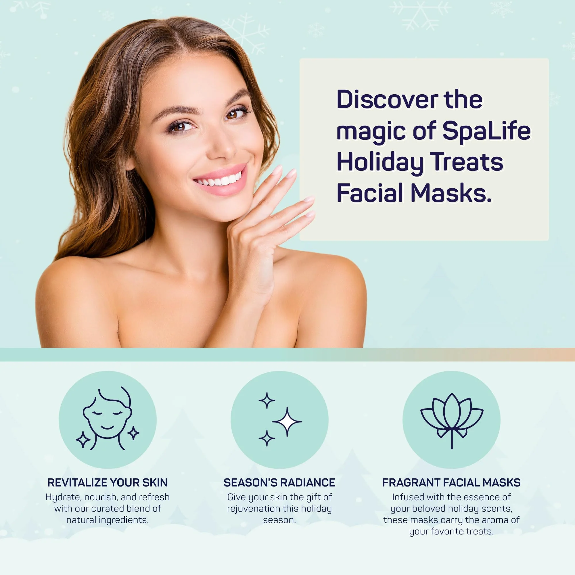 SpaLife Holiday Treats Facial Masks 12-Pack Assorted - Festive Christmas Skincare for Hydration and Refreshment - Gingerbread, Sundae, Cocoa & Eggnog - Image 3