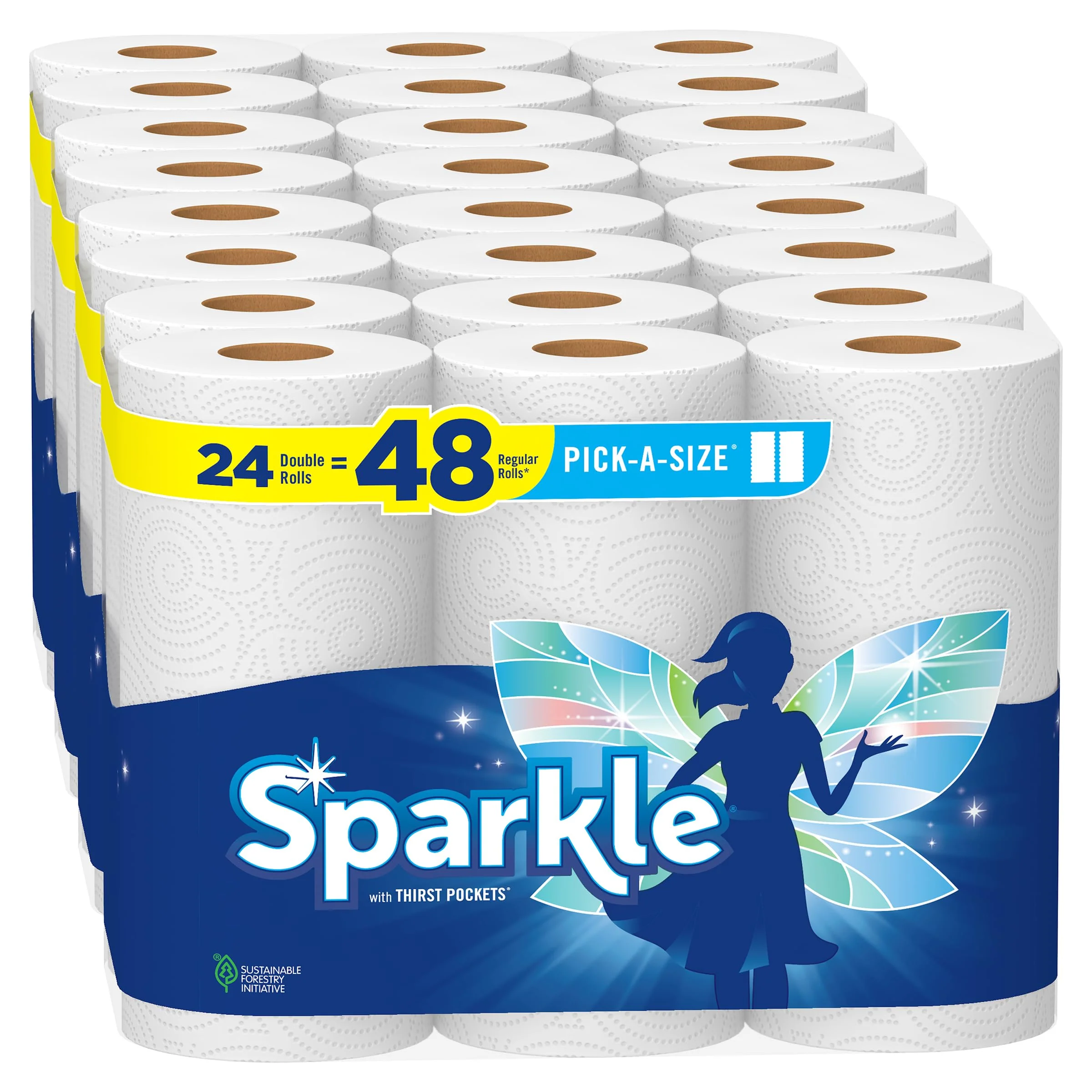 Sparkle Pick-A-Size Paper Towels, 24 Double Rolls = 48 Regular Rolls, Everyday Value Paper Towel with Full and Half Sheets - Image 5