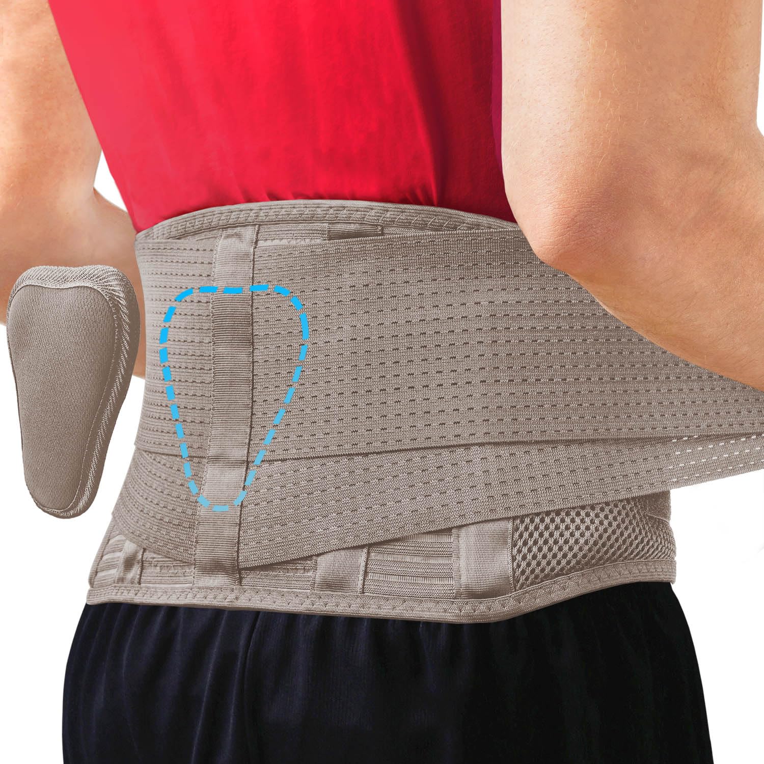 Sparthos Back Brace for Lower Back Pain - Immediate Relief from Sciatica, Herniated Disc - Lumbar Support Pad - For Home & Lifting At Work - For Men & Women - Fits 44–52″ Waist (Beige-L, Check Sizing)