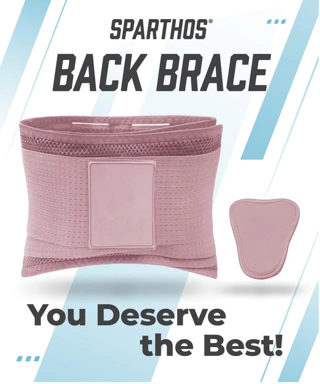 Sparthos Back Brace for Lower Back Pain - Immediate Relief from Sciatica, Herniated Disc, Scoliosis - Breathable Design With Lumbar Support Pad - For Home & Lifting At Work, For Men & Women - (Pink-M) - Image 2