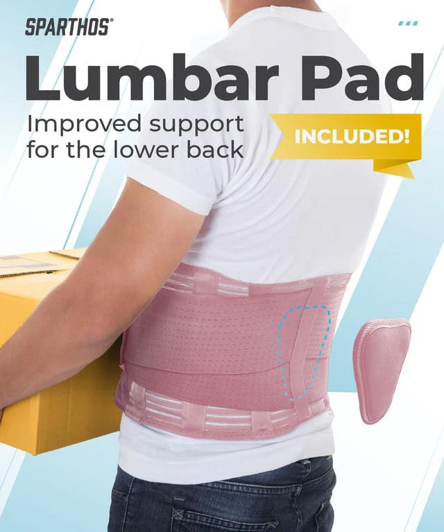 Sparthos Back Brace for Lower Back Pain - Immediate Relief from Sciatica, Herniated Disc, Scoliosis - Breathable Design With Lumbar Support Pad - For Home & Lifting At Work, For Men & Women - (Pink-M) - Image 4
