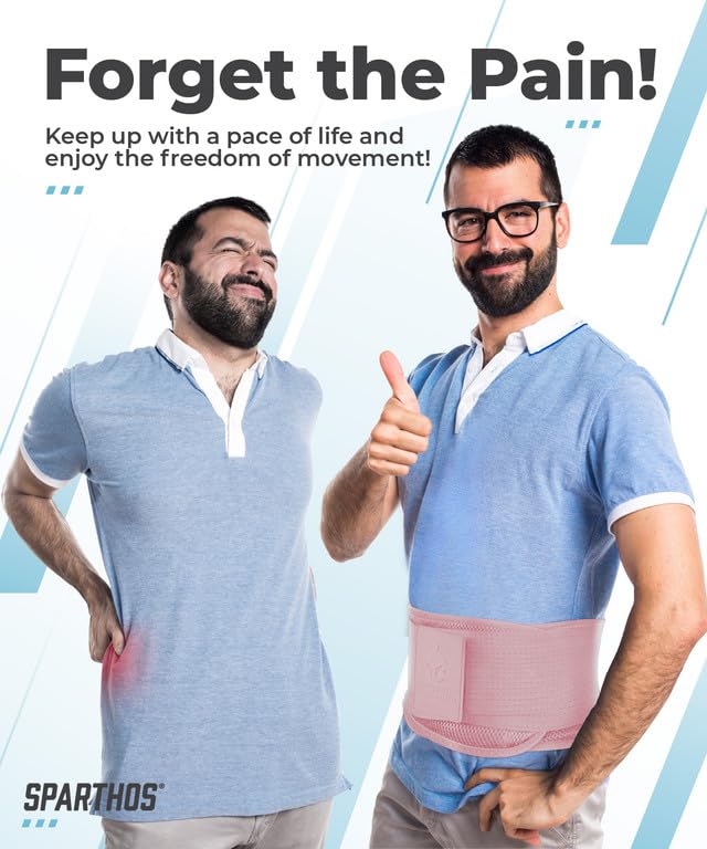 Sparthos Back Support Belt - Immediate Relief from Back Pain, Sciatica, Herniated Disc - Breathable Brace With Lumbar Pad - Lower Backbrace For Home & Lifting At Work - For Men & Women - (Pink-S) - Image 7