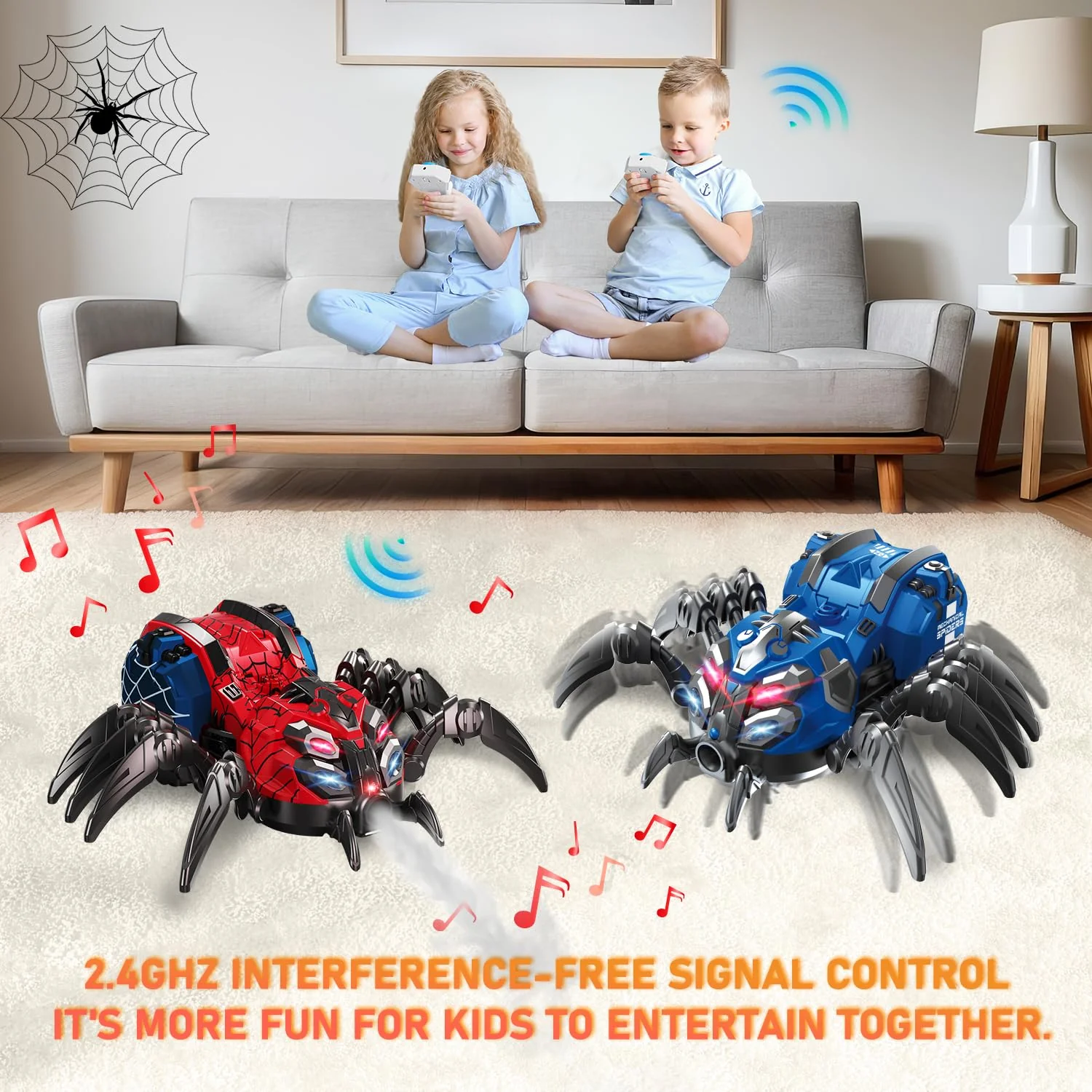 Spider Toys for Boys 4-6, 5-7, 8-12+, Remote Control Spider Robot Toy with 2.4 GHz Remote Controller, RC Robot Spider with Spray/Lights/Music, Realistic Spider Gift for Kids Boys, Halloween, Christmas - Image 3