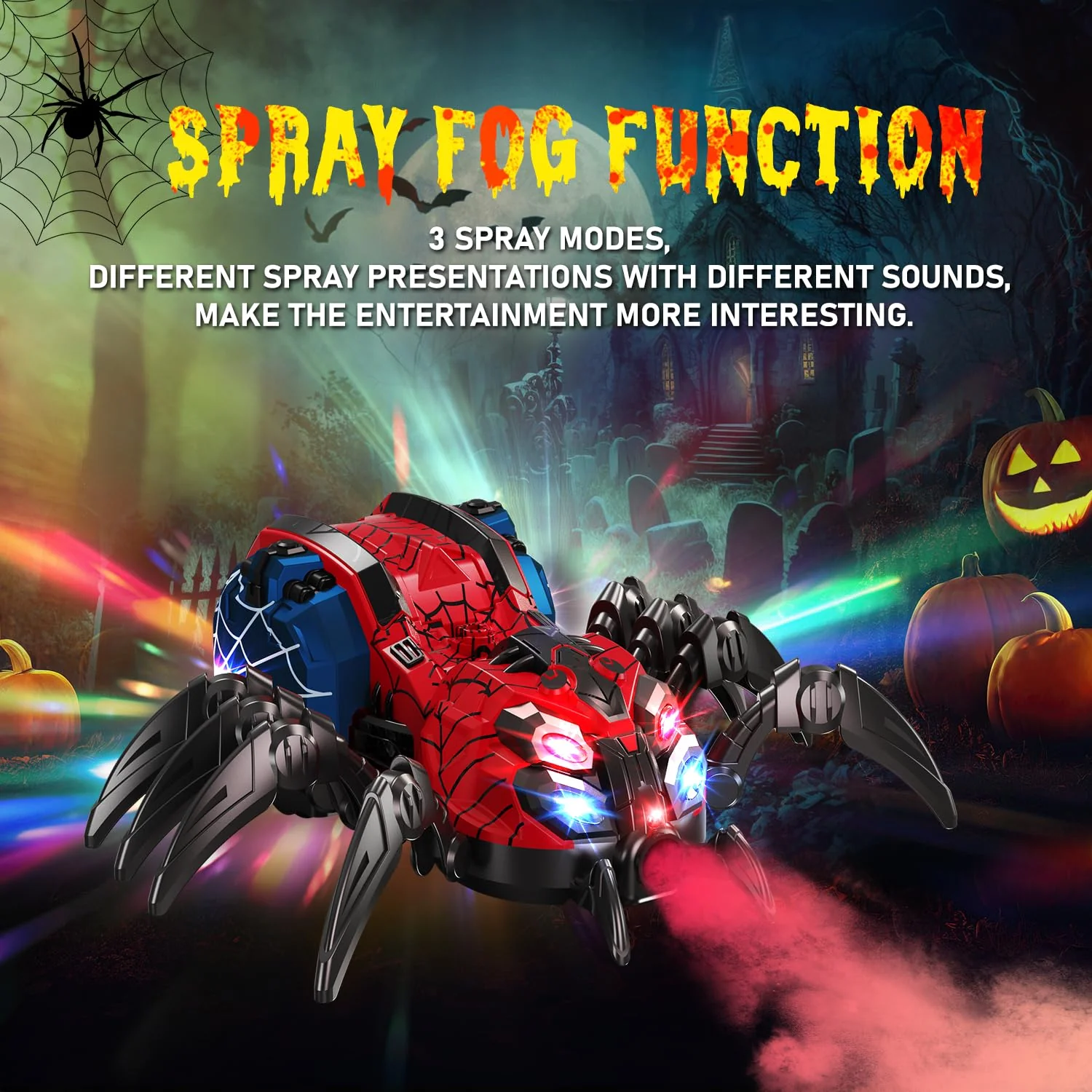 Spider Toys for Boys 4-6, 5-7, 8-12+, Remote Control Spider Robot Toy with 2.4 GHz Remote Controller, RC Robot Spider with Spray/Lights/Music, Realistic Spider Gift for Kids Boys, Halloween, Christmas - Image 4