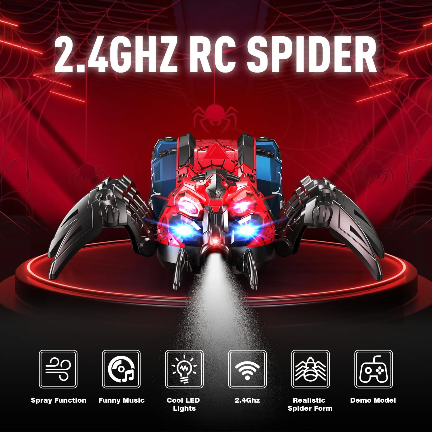 Spider Toys for Boys 4-6, 5-7, 8-12+, Remote Control Spider Robot Toy with 2.4 GHz Remote Controller, RC Robot Spider with Spray/Lights/Music, Realistic Spider Gift for Kids Boys, Halloween, Christmas - Image 5