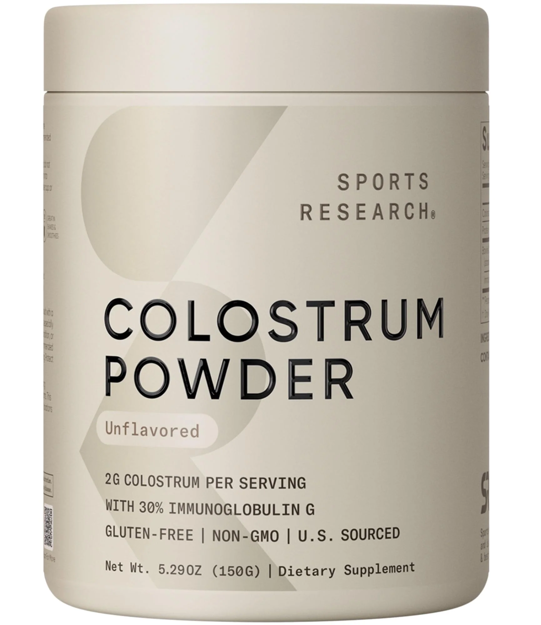 Sports Research® Bovine Colostrum Powder – Easy to Mix, Single Ingredient Superfood – Immunity Support & Gut Health w/IgG Antibodies - U.S. Sourced · Non-GMO · Gluten Free - 75 Servings (Unflavored)