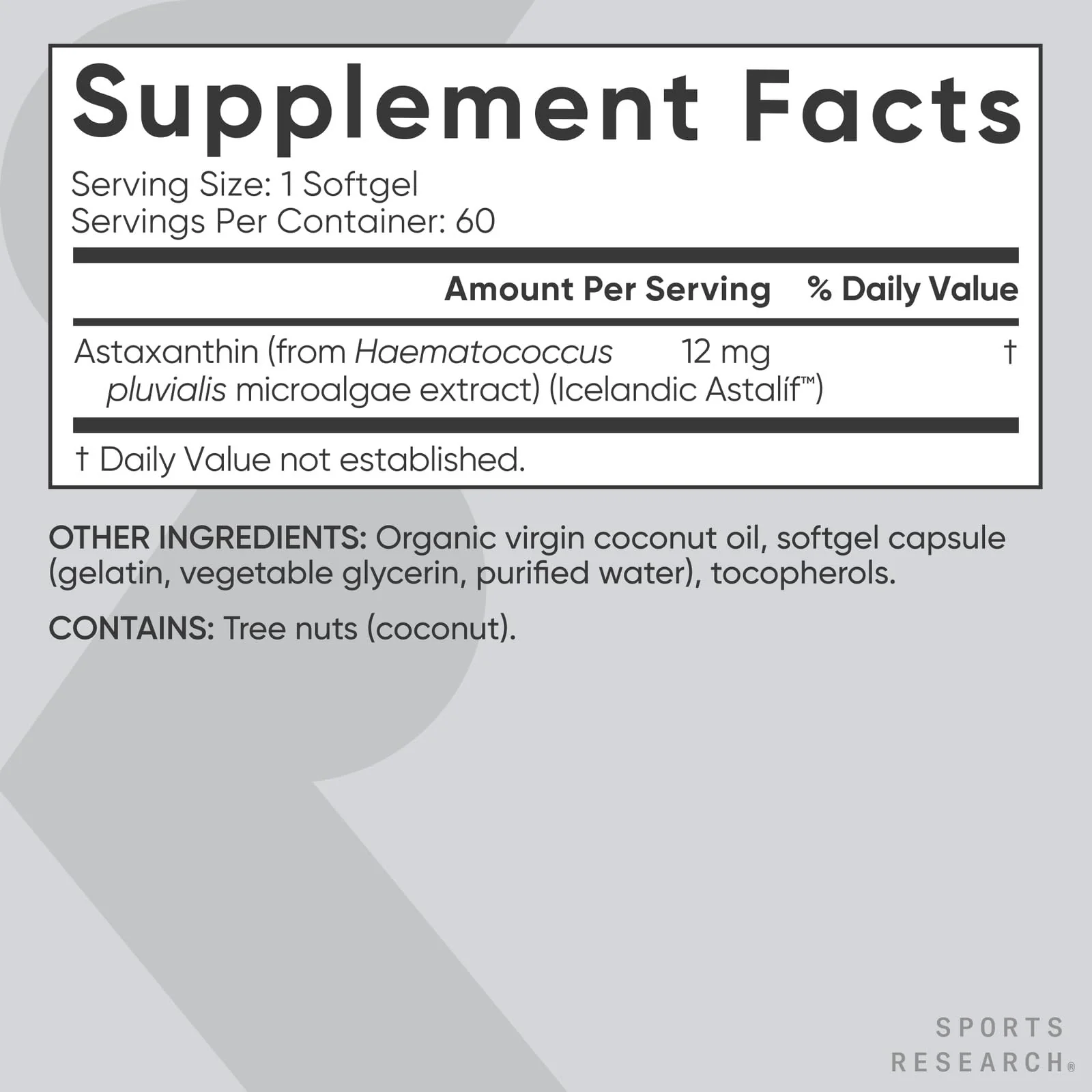 Sports Research Triple Strength Astaxanthin 12mg with Organic Coconut Oil - Antioxidant Supplement, Non-GMO Verified & Gluten Free - 60 Softgels - Image 5