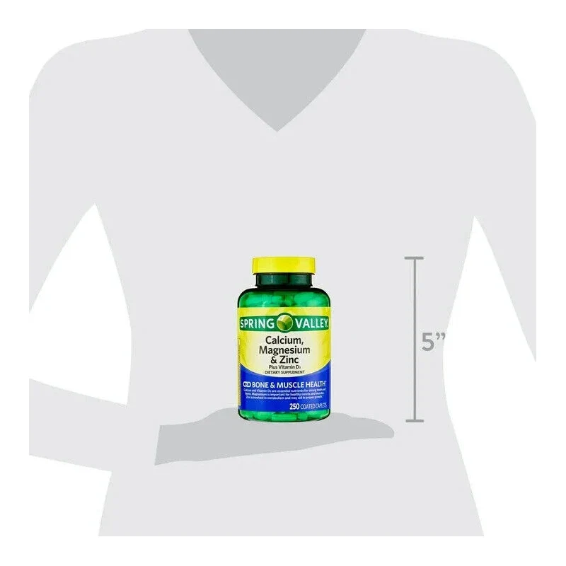 Spring Valley Calcium, Magnesium & Zinc Plus Vitamin D3 Coated Caplets, 250 Ct - Image 3