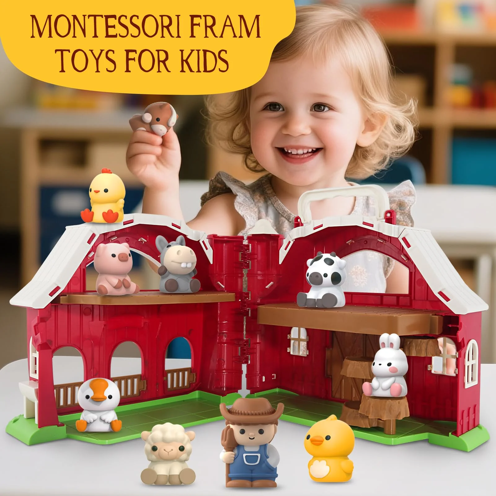 SpringFlower Toddler Toys for 1 2 3 Years Old Boys and Girls, Big Barn Toy with Farm Animal,Educational Montessori Toys, Farm Pretend Playset Toy, Christmas Birthday Gift for Toddler Baby Boys Girls - Image 2