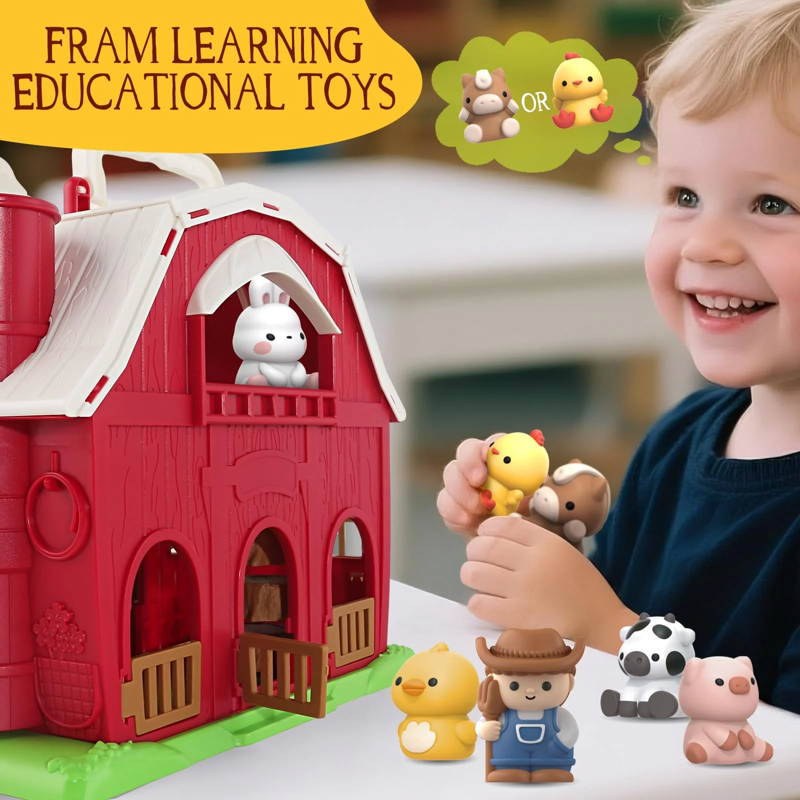 SpringFlower Toddler Toys for 1 2 3 Years Old Boys and Girls, Big Barn Toy with Farm Animal,Educational Montessori Toys, Farm Pretend Playset Toy, Christmas Birthday Gift for Toddler Baby Boys Girls - Image 4