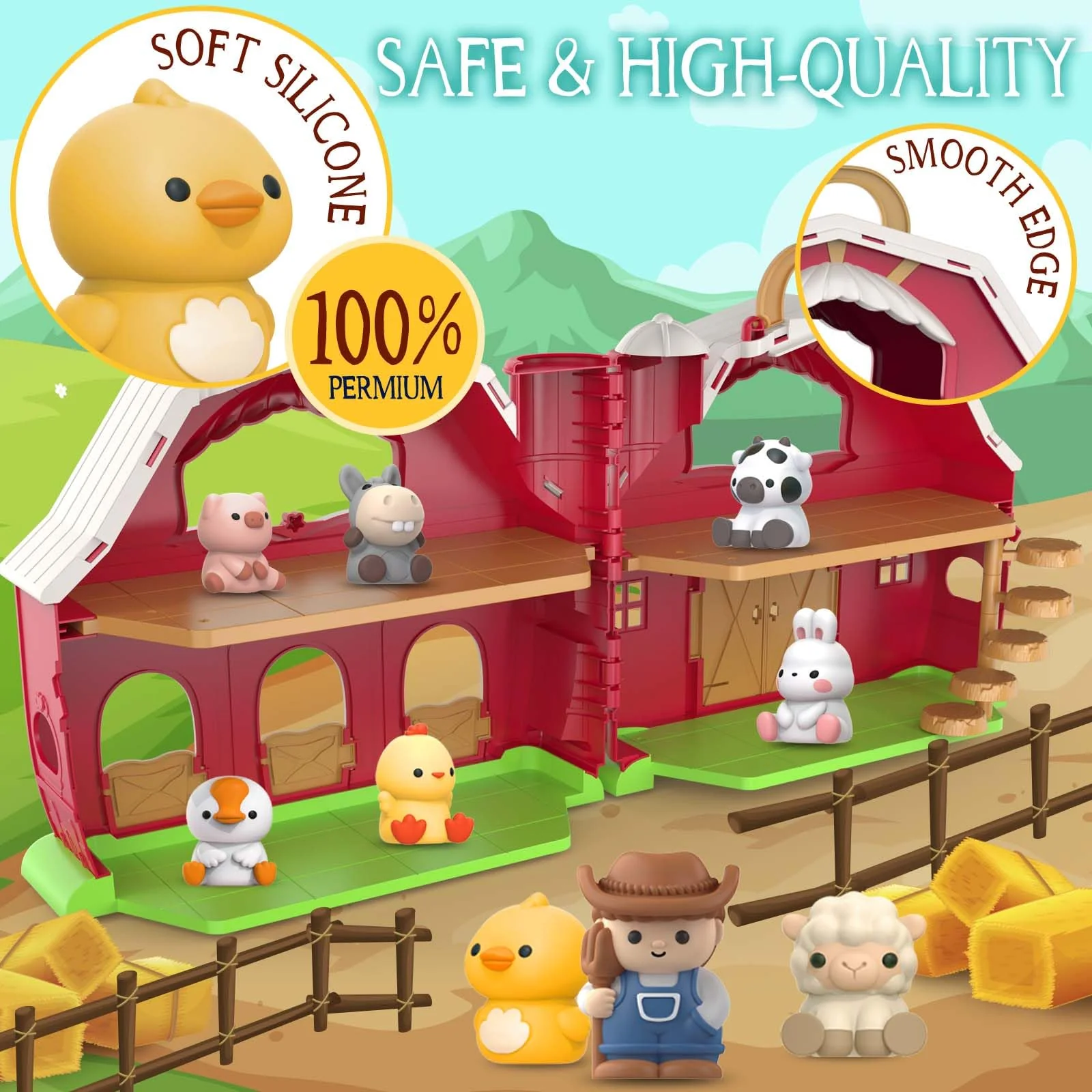 SpringFlower Toddler Toys for 1 2 3 Years Old Boys and Girls, Big Barn Toy with Farm Animal,Educational Montessori Toys, Farm Pretend Playset Toy, Christmas Birthday Gift for Toddler Baby Boys Girls - Image 5