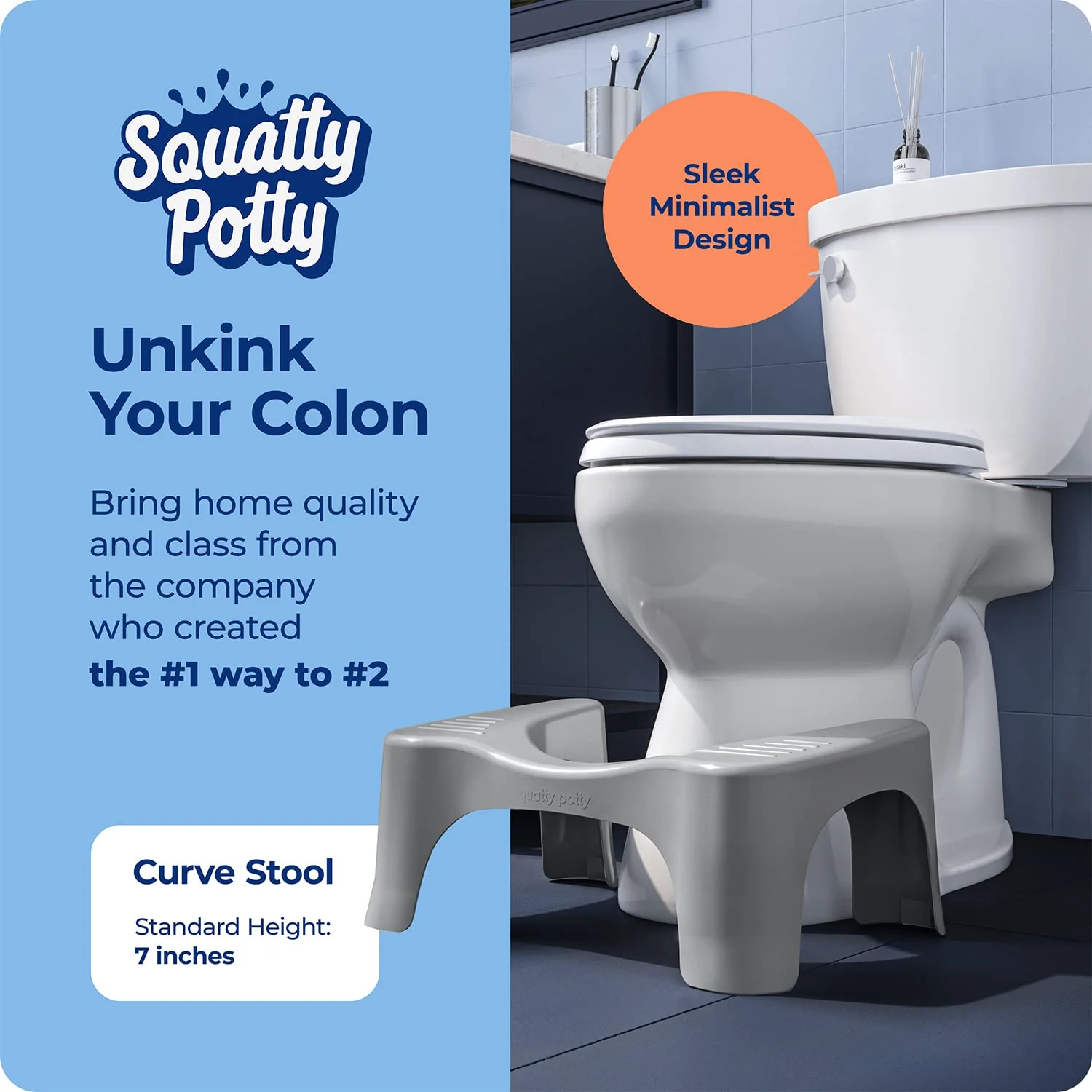 Squatty Potty The Original Bathroom Toilet Stool, Curve Lightweight with Sleek and Modern Design, Gray, 7" - Image 12