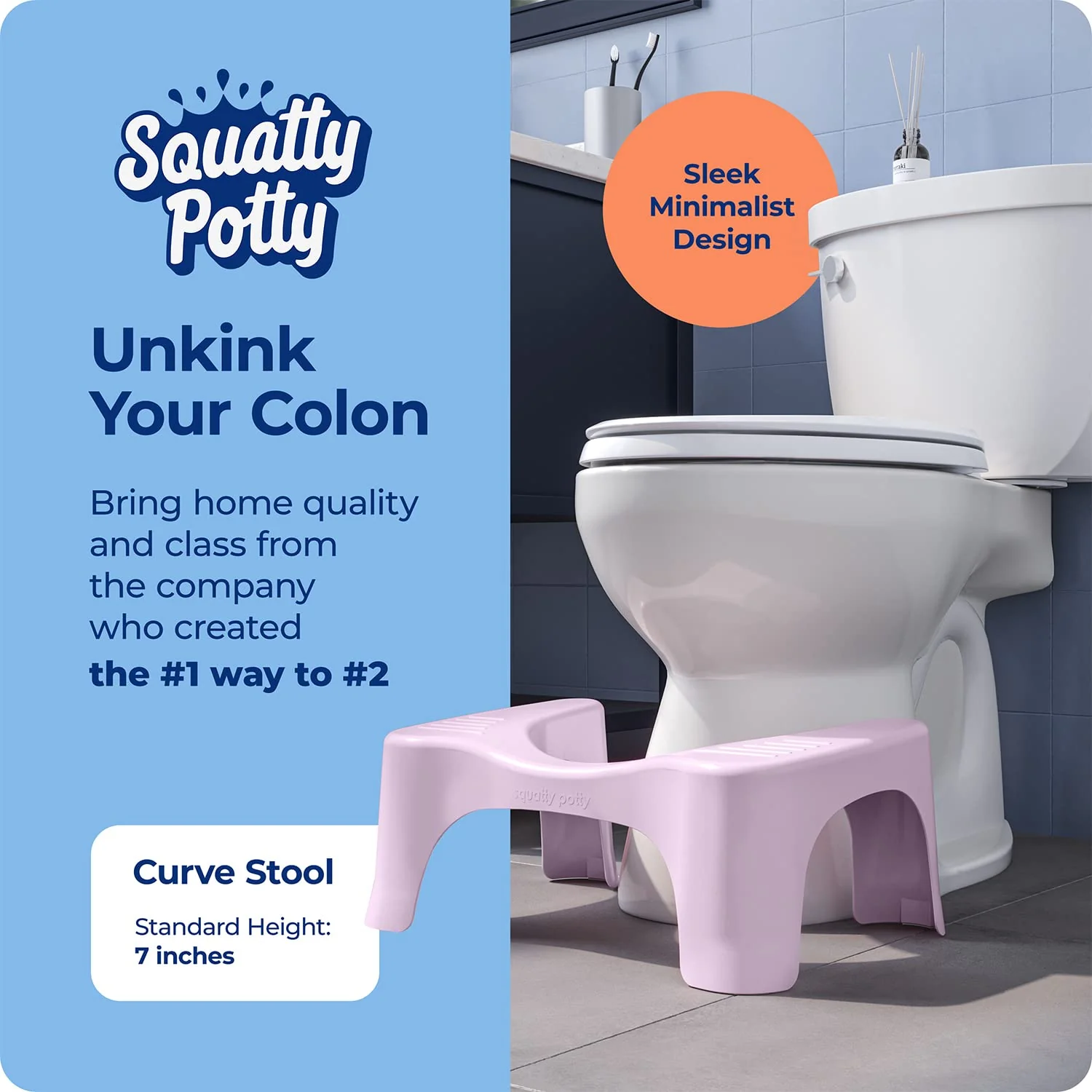 Squatty Potty The Original Bathroom Toilet Stool Curve Lightweight with Sleek and Modern Design, Pink, 7" - Image 12