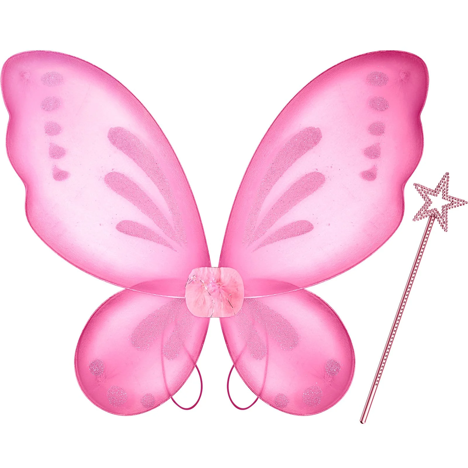 Sratte Fairy Princess Butterfly Wings Girls Kids Butterfly Costumes Set Star Wands Adults Christmas Birthday Party(Pink)