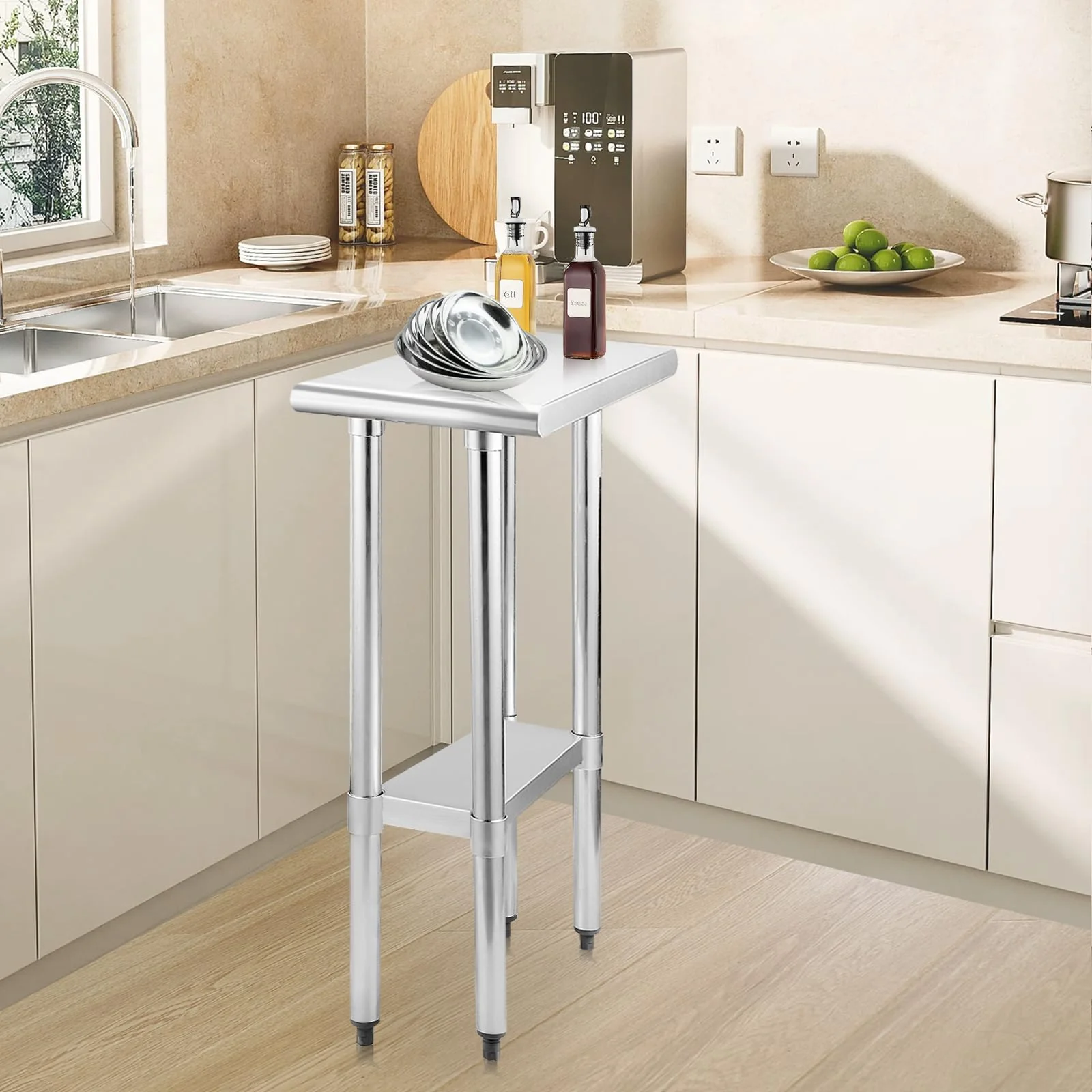 STABLEINK NSF Stainless Steel Table, 24 x 12 Inches Small Metal Prep & Work Table with Adjustable Undershelf, for Commercial Kitchen, Restaurant, Hotel and Garage - Image 6