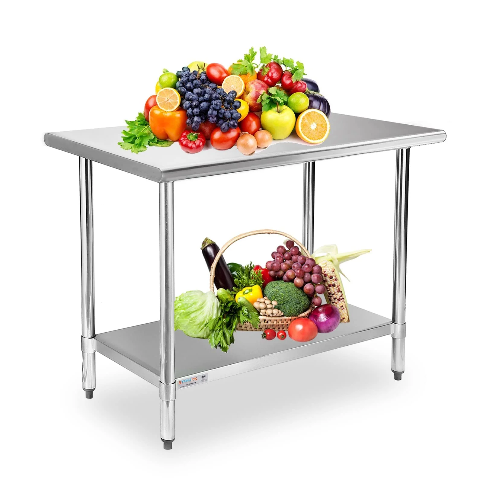 STABLEINK NSF Stainless Steel Table, 24 x 36 Inches Metal Prep & Work Table with Adjustable Undershelf, for Commercial Kitchen, Restaurant, Hotel and Garage,Stainless Steel prep Table Work Table - Image 2