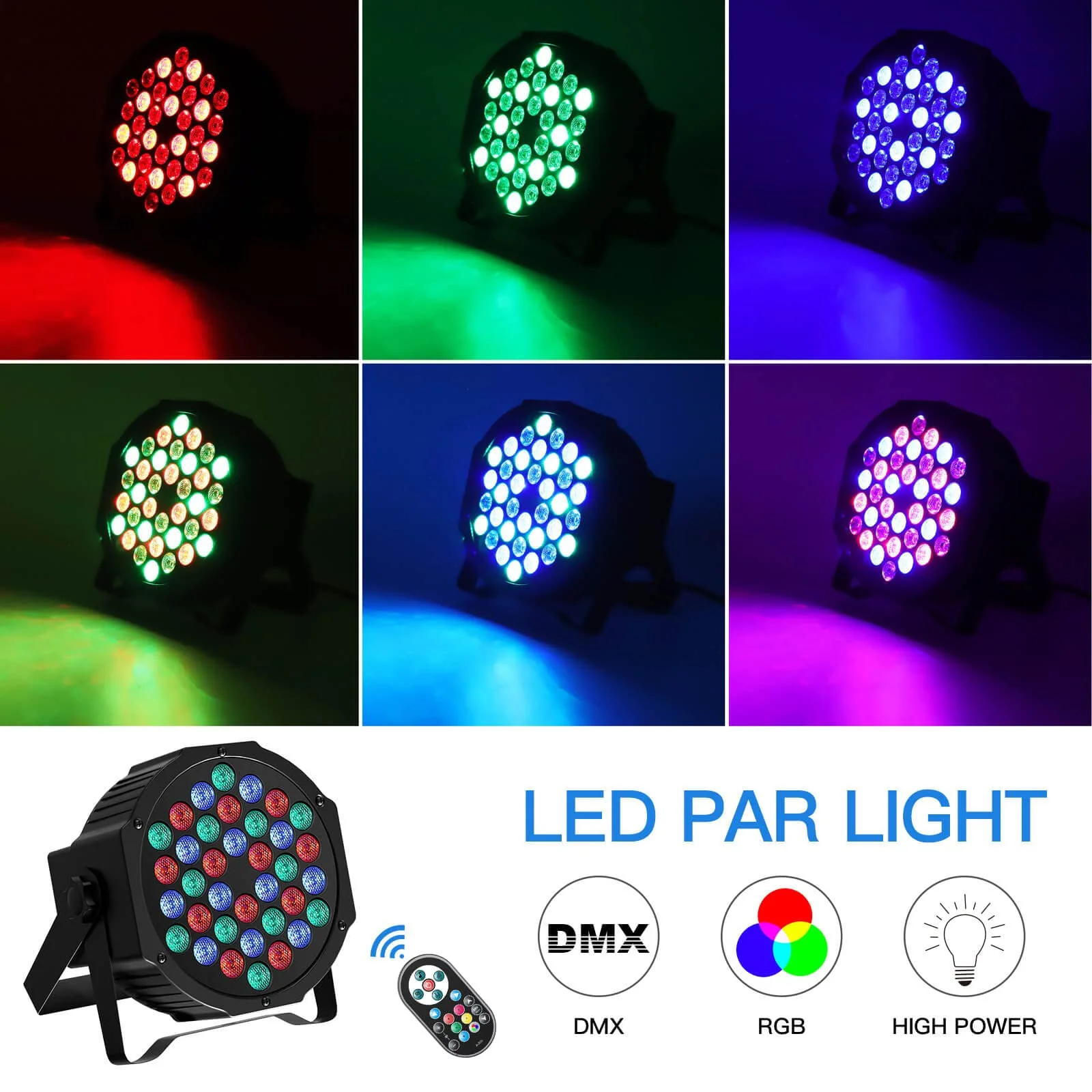 Stage Lights 36 LED Par Lights, U`King RGB Par Light Uplights Stage Lighting Indoor for Christmas Halloween Music Party Disco Wedding, Remote Control, DMX Control Sound Activated Party Light - Image 6