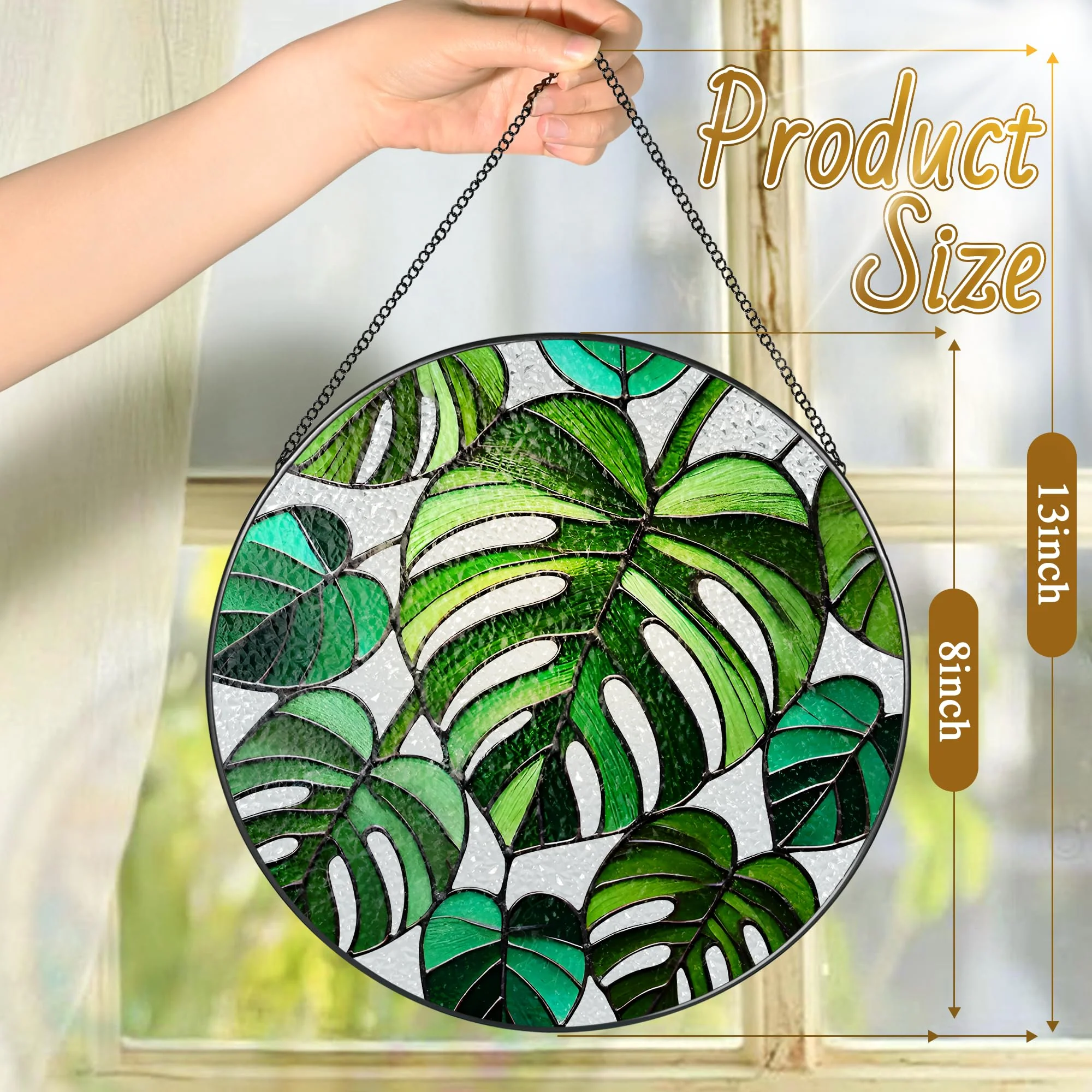 Stained Glass Window Hanging, 8 Inch Monstera Plant Stained Glass Suncatcher, Plant Sun Catcher, Plant Lover Decor, Plant Lover Gifts, Mother's Day, Birthday, Housewarming, Christmas, Festival Gifts - Image 6