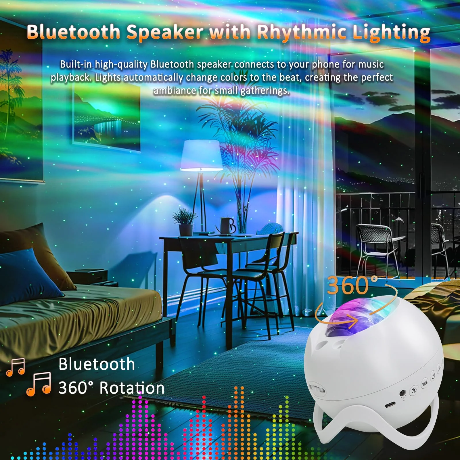 Star Projector Galaxy Projector for Bedroom, White Noise Bluetooth Speaker Northern Lights Projector, Suitable Gaming, Home Theater, Adult, Christmas Mood Night Light - Image 3