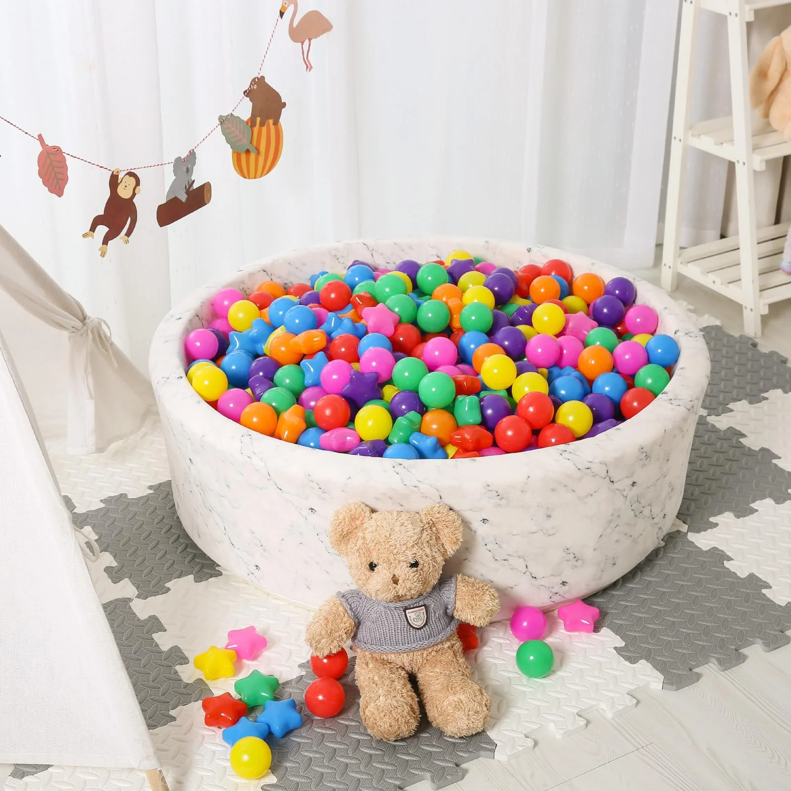 STARBOLO Ball Pit Balls - 200 Bulk Mixed Rainbow Stars Crush Proof Plastic Children's Toy Balls Star Ocean Balls for Birthday Party Christmas Water Toy Indoor Outdoor - Image 3