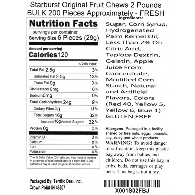 Starburst Original Fruit Chews Sugar Candy, 2.0 Pounds Bulk 200 Pieces Approximately - Image 2