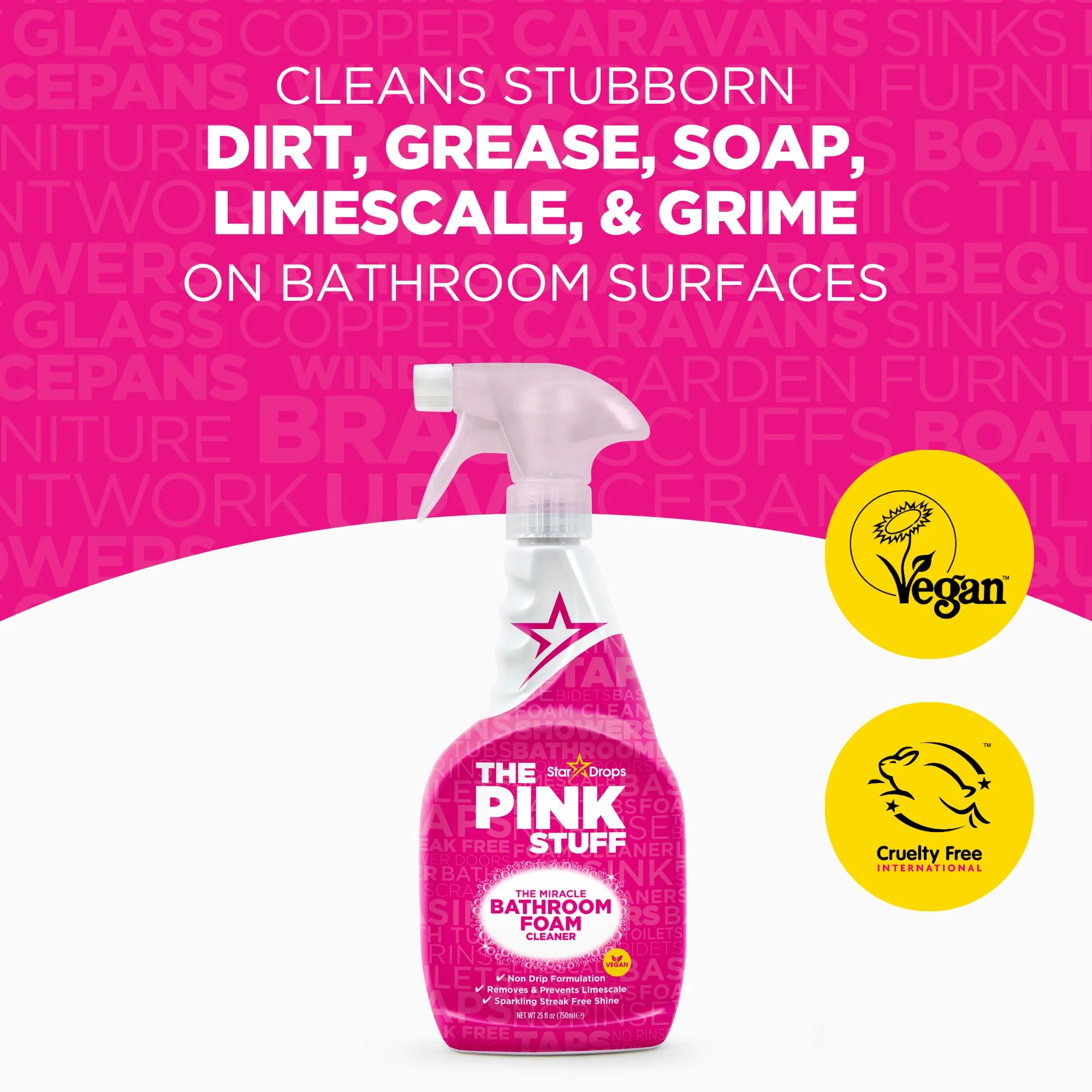 Stardrops - The Pink Stuff - The Miracle Bathroom Foam Cleaner 750ml 3-Pack Bundle (3 Bathroom Foam Spray) - Image 10