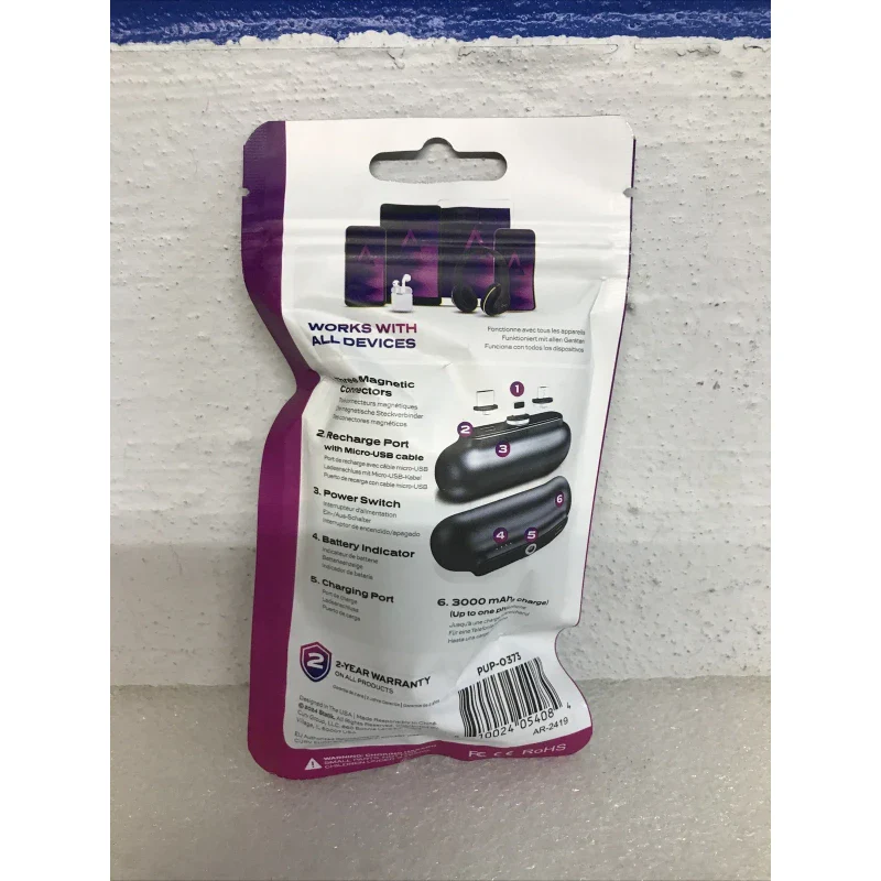 Statik Snap-N-Charge Universal Portable Power Bank 3000mAh With 3 Connectors New - Image 2