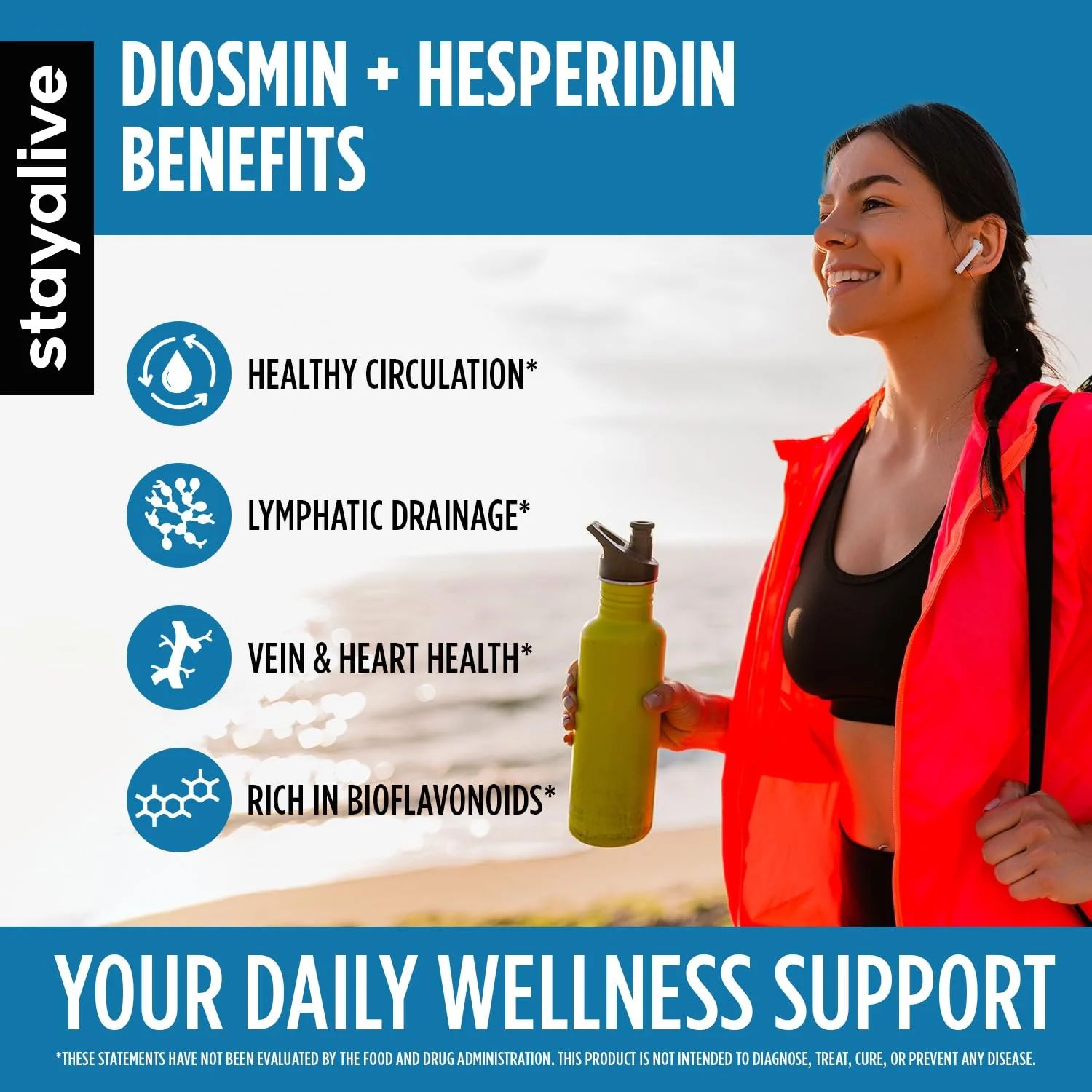 STAY ALIVE Diosmin Hesperidin 1000mg Complex, 120 Count, Citrus Bioflavonoids Rich Fruit Extract, 2 Month Supply, 100% Vegetarian, Non-GMO & Gluten Free Hesperidin and Diosmin Supplement Capsules - Image 5