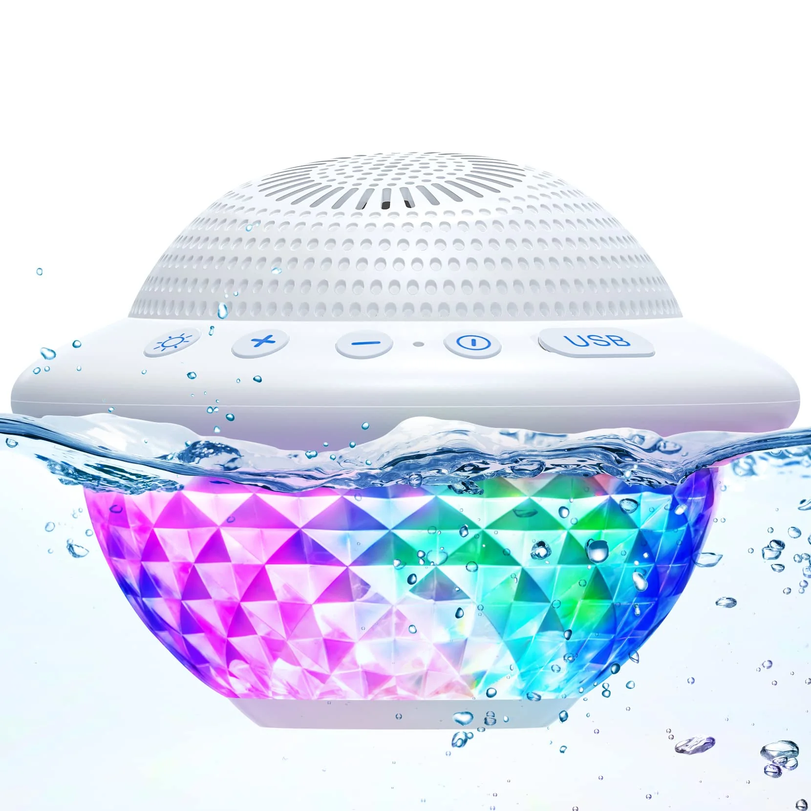 Stocking Stuffers for Teen Girls Boys: Christmas White Elephant Gifts for Adults Women Girl Trendy Stuff, Floating Pool Speakers with Colorful Lights, IPX7 Waterproof Hot Tub Bluetooth Speaker - White