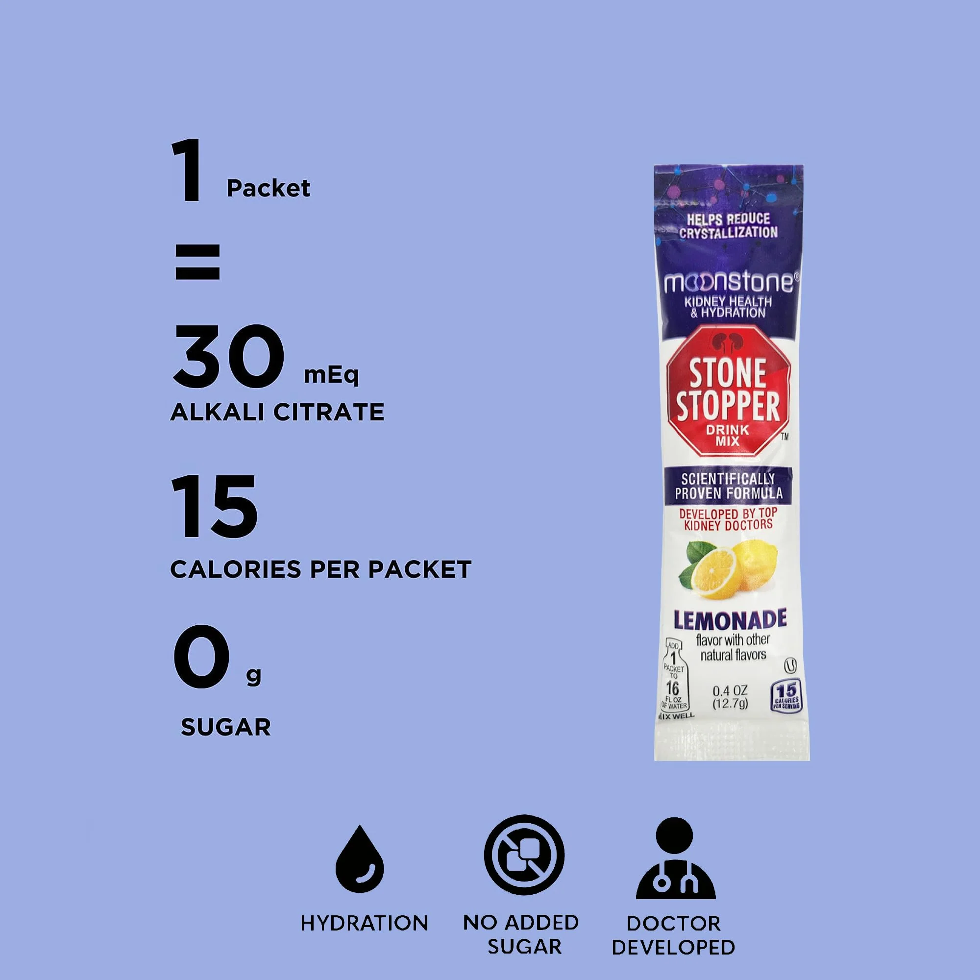 Stone Stopper Drink Mix, Lemonade, Kidney Stone Prevention, Calcium Oxalate Protector, Alkali Citrate Support, Developed by Urologists to Improve Hydration and Support Kidney Health, 15 Day Supply - Image 6