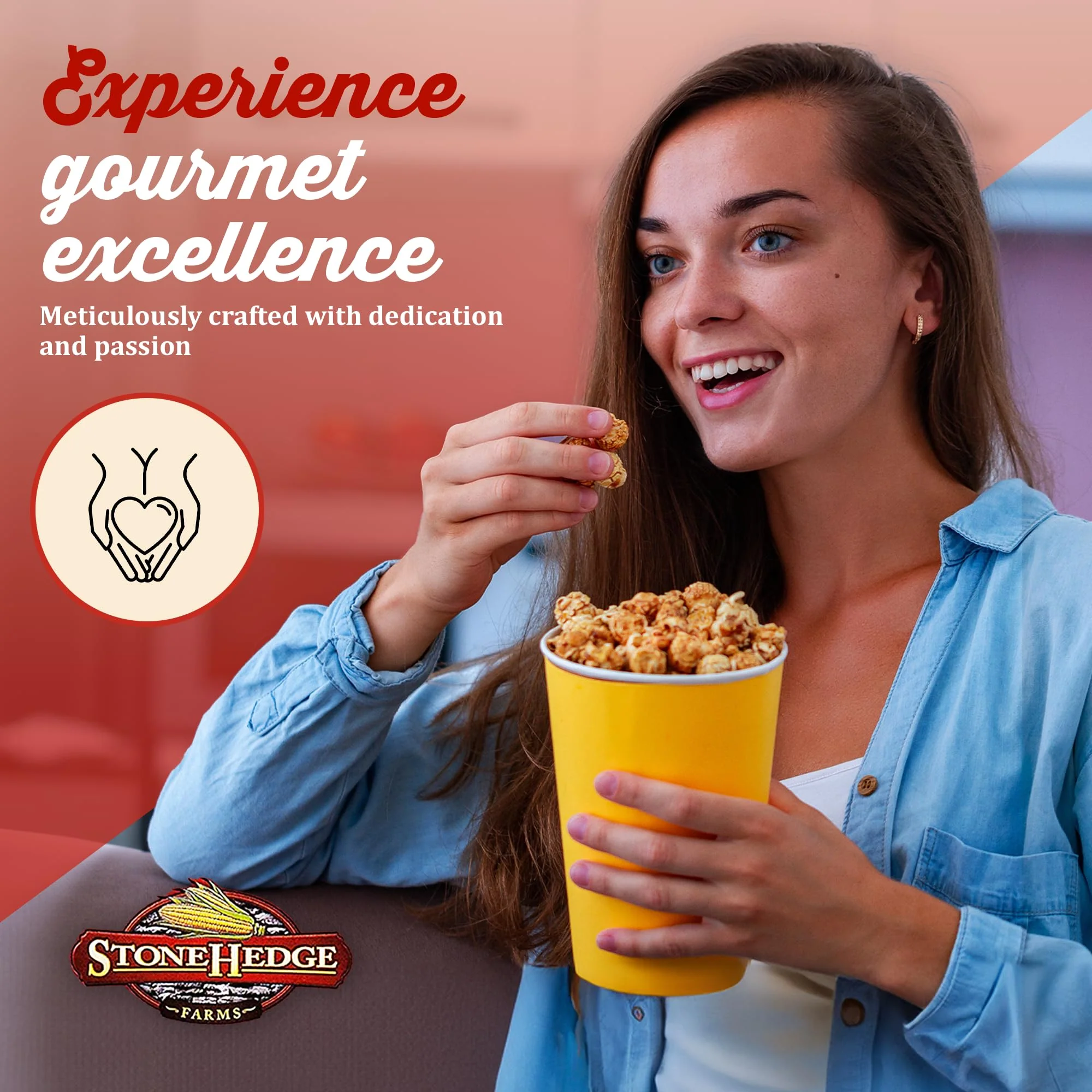 Stonehedge Farms Caramel Flavored Popcorn | 32 oz Large Tub | Perfect for Holidays and Christmas | Bulk Gourmet Popped Sweet Snacks | Made in the USA - Image 3